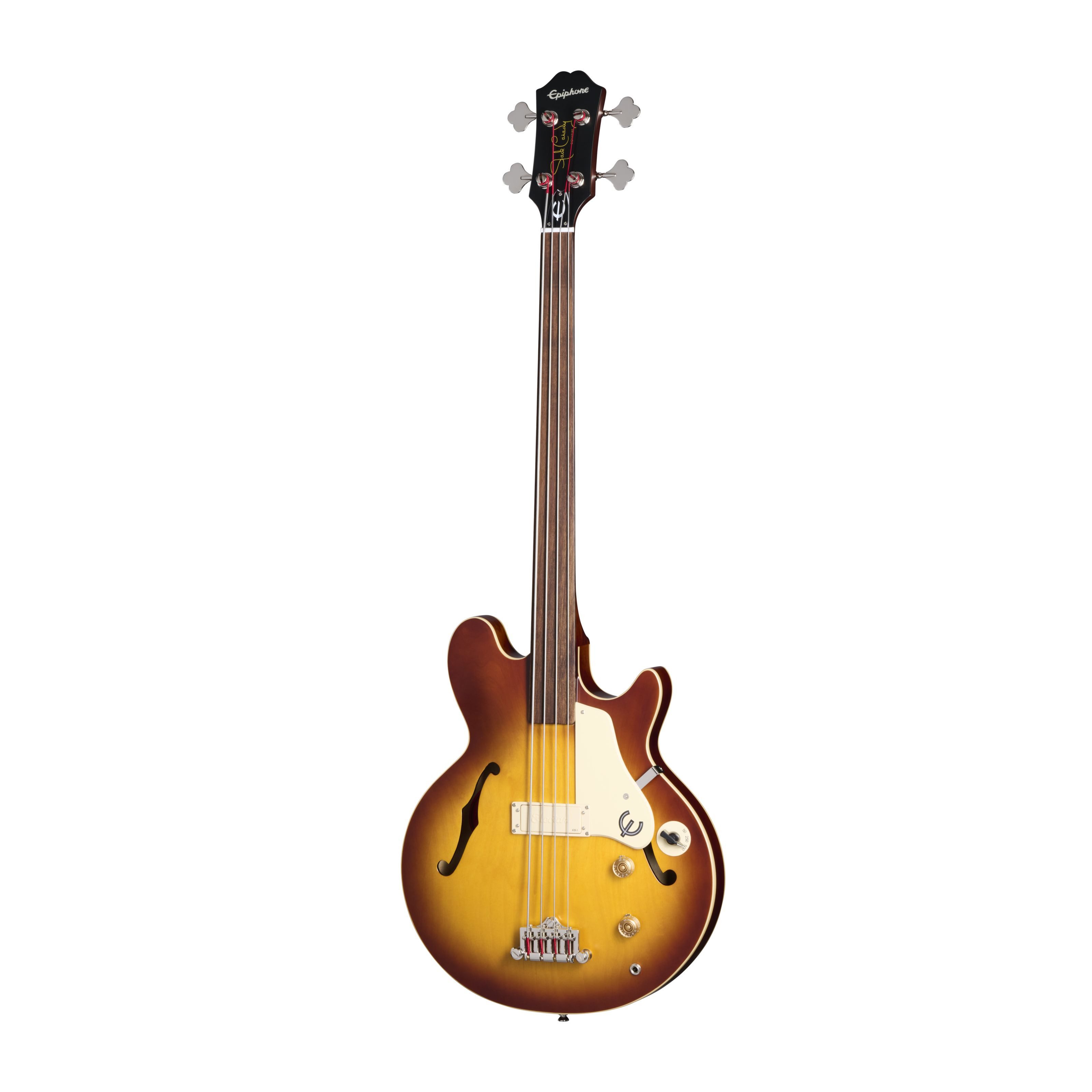 Epiphone Halbakustik-Bass, Halbakustik-Bässe, Halbakustik-Bässe für Rechtshänder, Jack Casady Fretless Bass Aged Royal Tan - Rechtshänder