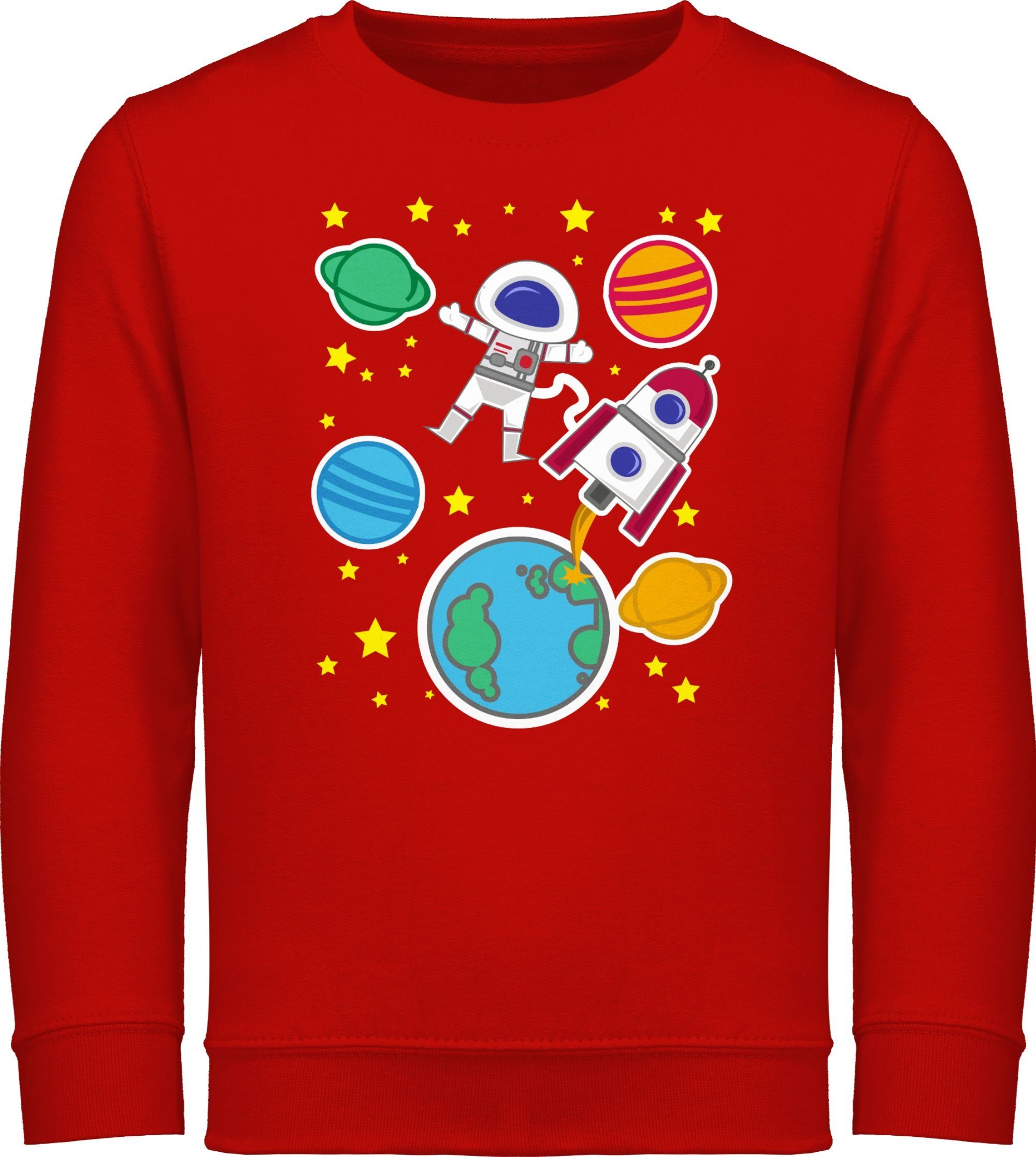 Kindermotive Rot 3 Shirtracer Astronaut mit Sweatshirt Weltall