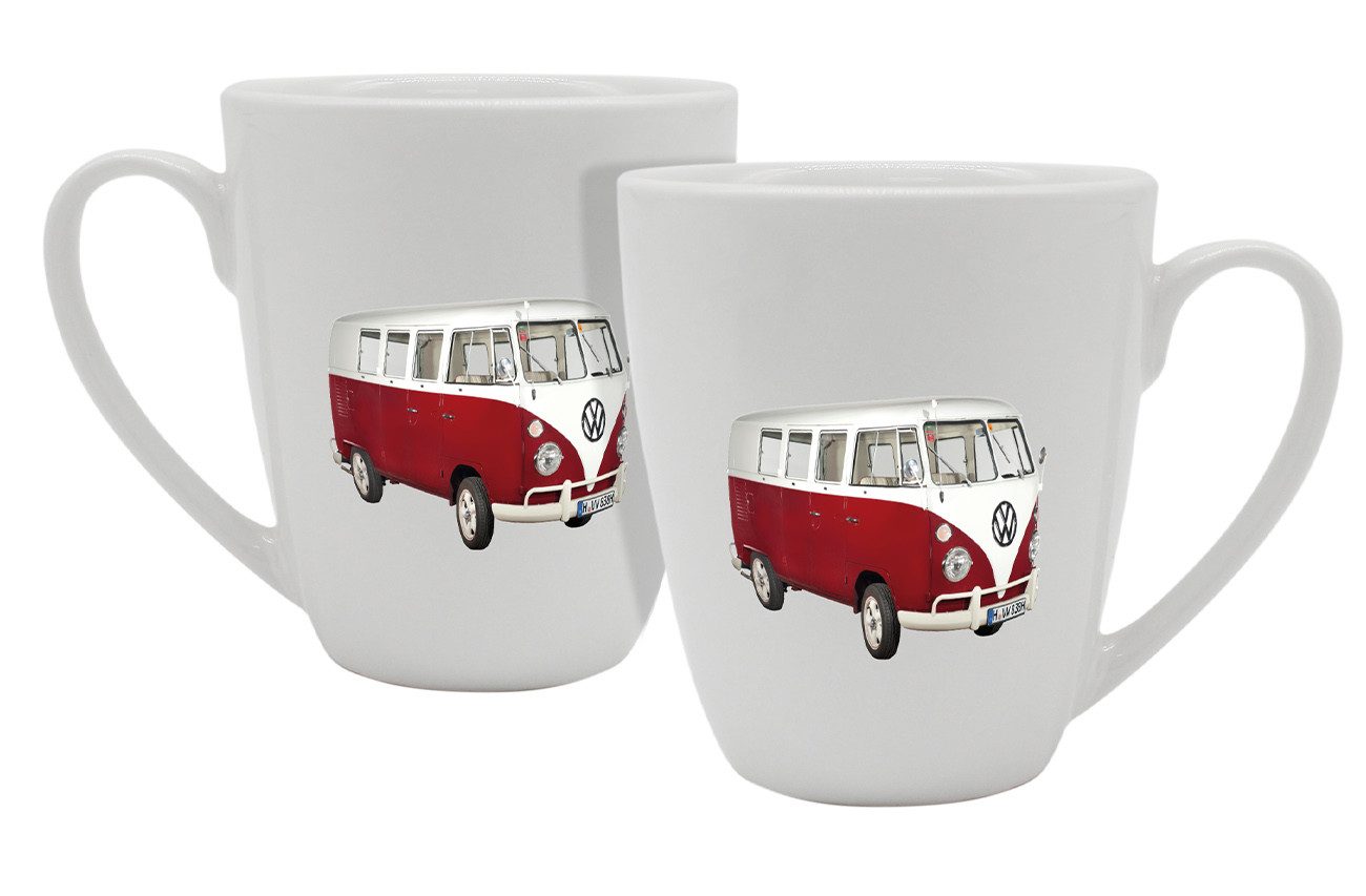 Geda Labels GmbH Tasse VW Classic rot 360ml, 1-tlg., Porzellan, Weiß, 360ml, spülmaschinengeeignet