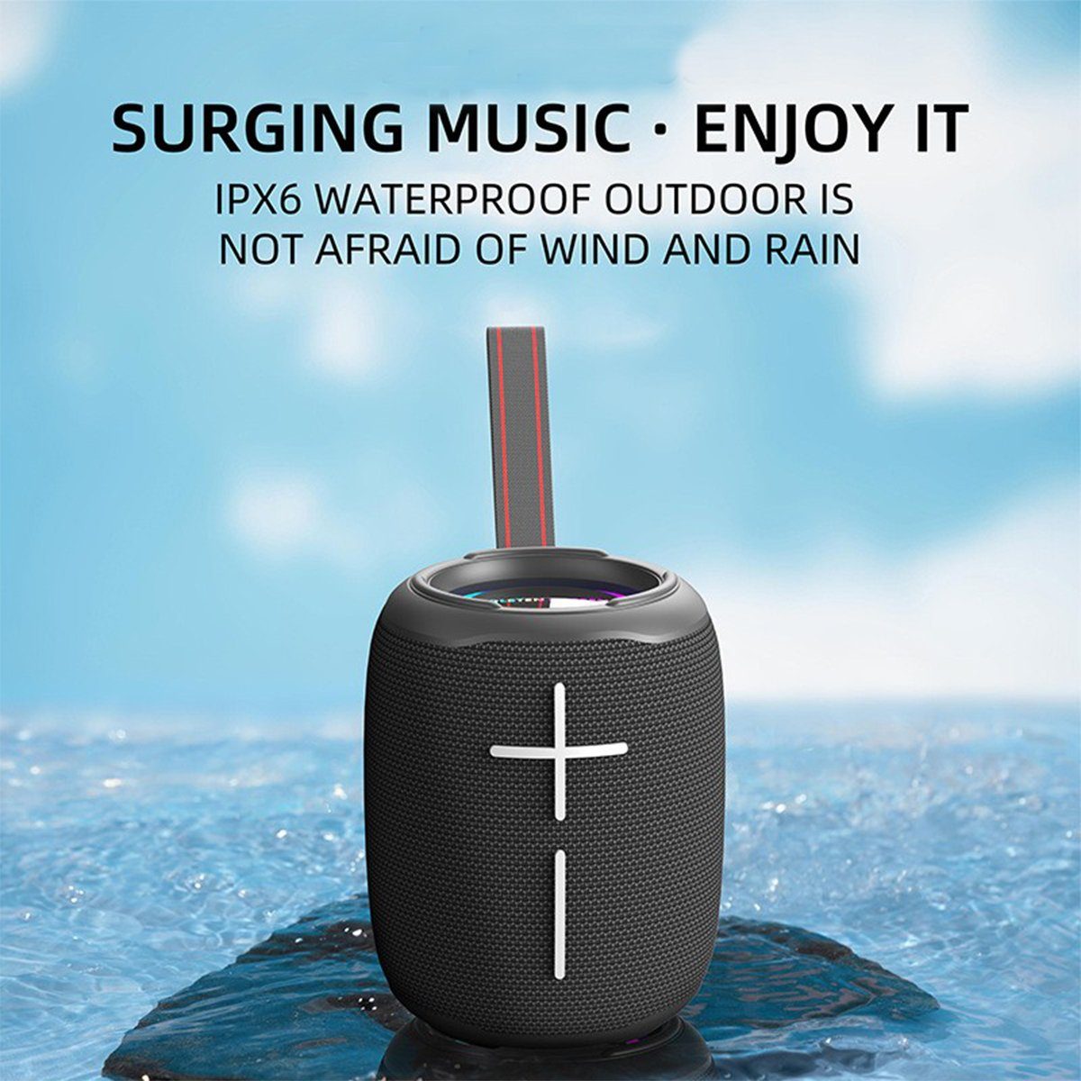 Sound Schwarz Stereo Tragbarer Lautsprecher Wasserdicht (360° Box Bluetooth-Lautsprecher Soundbox für Bluetooth Bluetooth Musikbox Reisen) XDeer
