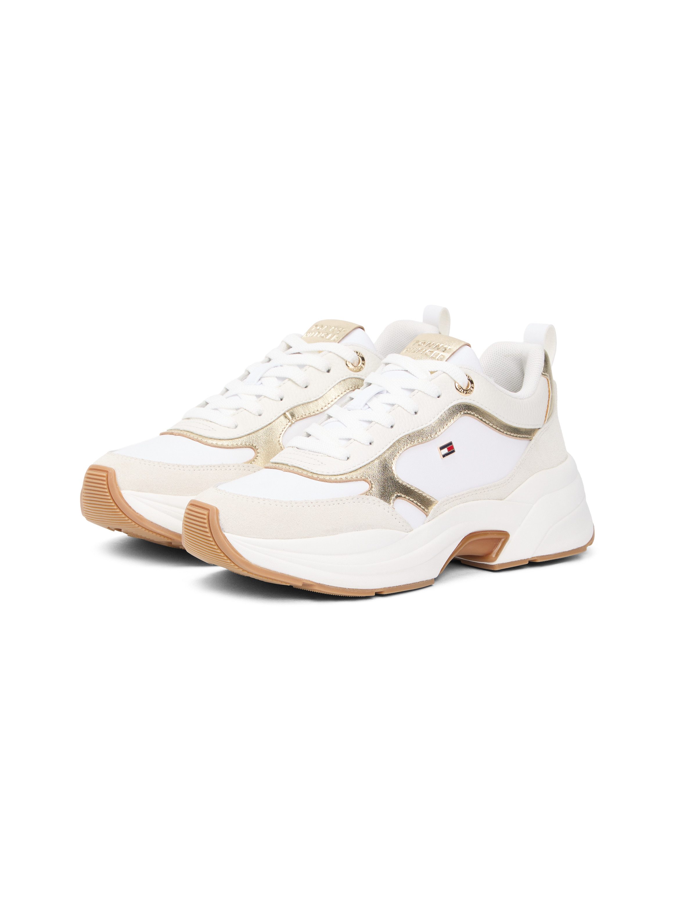 Tommy Hilfiger TH CHUNKY RUNNER METALLIC Keilsneaker, Plateau, Schürer, Halbschuh mit seitlicher Logoflagge