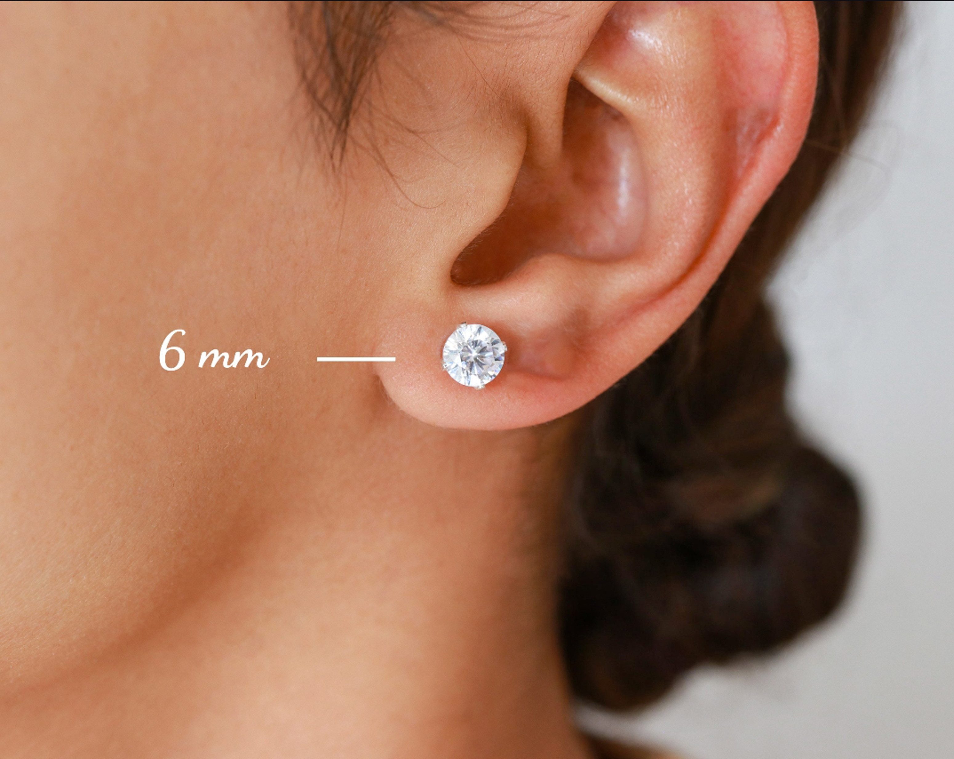 GOLDEN Single-Ohrstecker Geburtsstein Ohrringe, massives Silber, zierliche CZ Runde Ohrstecker