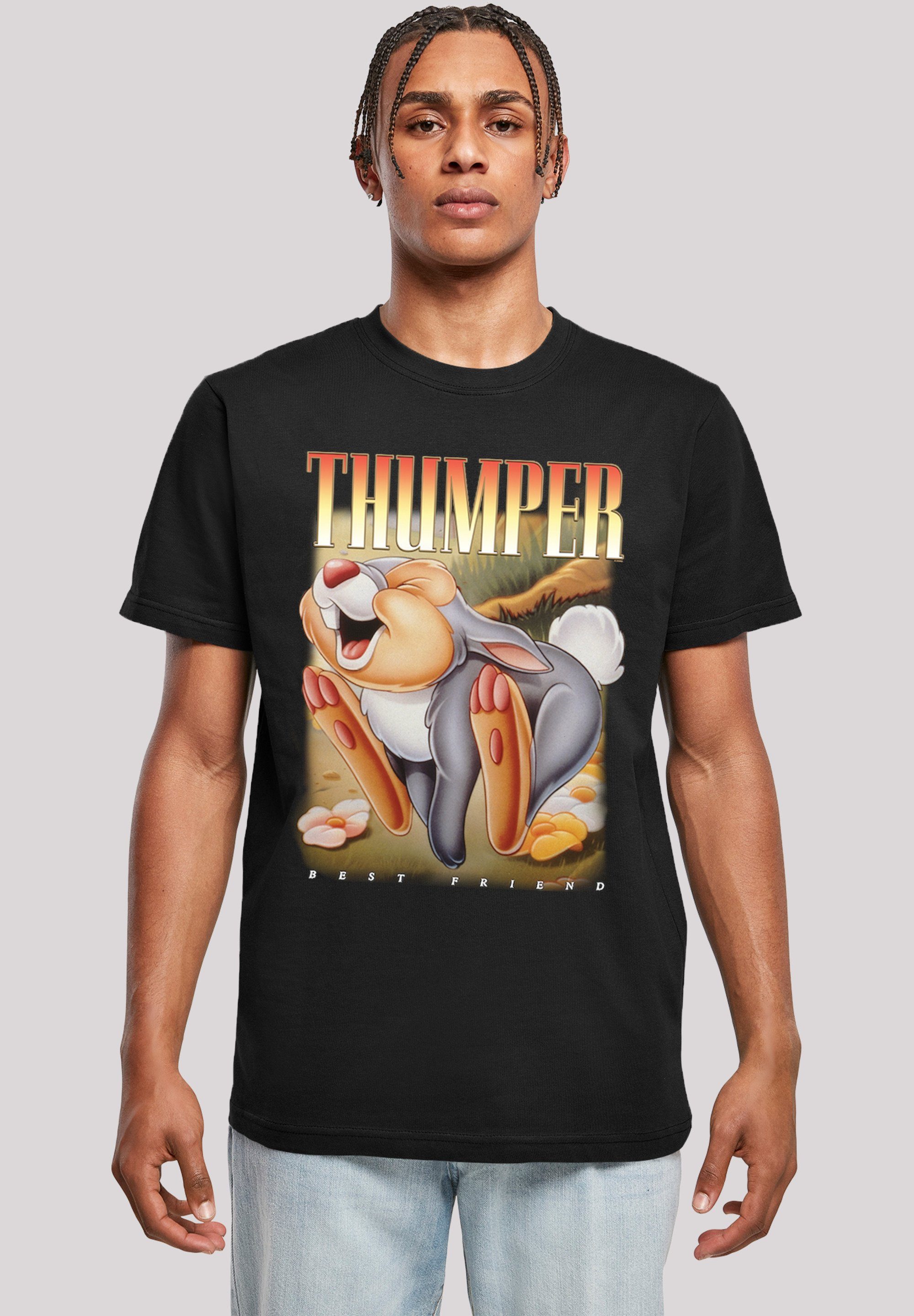 Klopfer T-Shirt Merch,Regular-Fit,Basic,Bedruckt Herren,Premium F4NT4STIC Disney Bambi schwarz