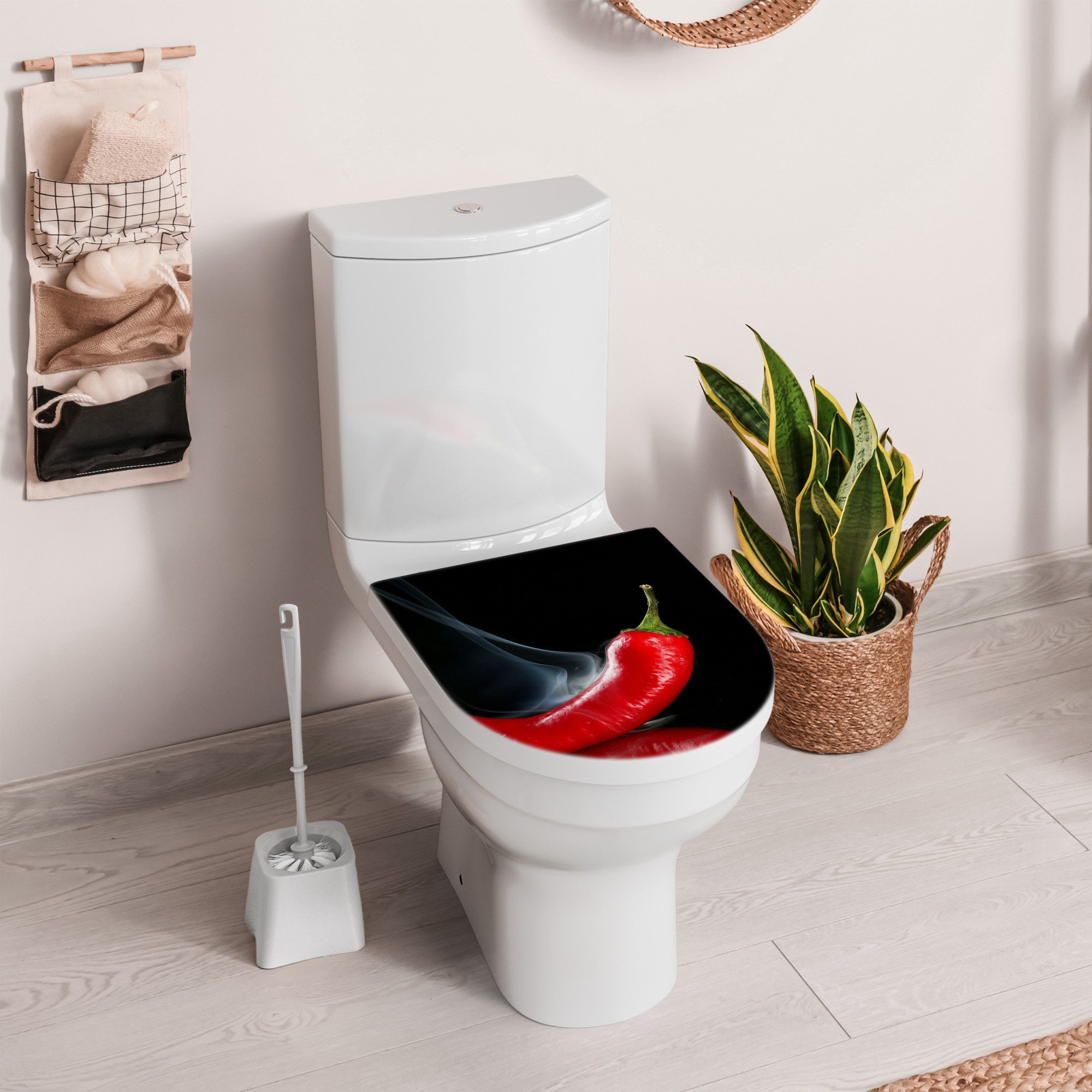 DEQORI WC-Sitz 'Feurige Chilischote', WC Toilettensitz bedruckt Klobrille Toilettendeckel Motiv WC-Brille