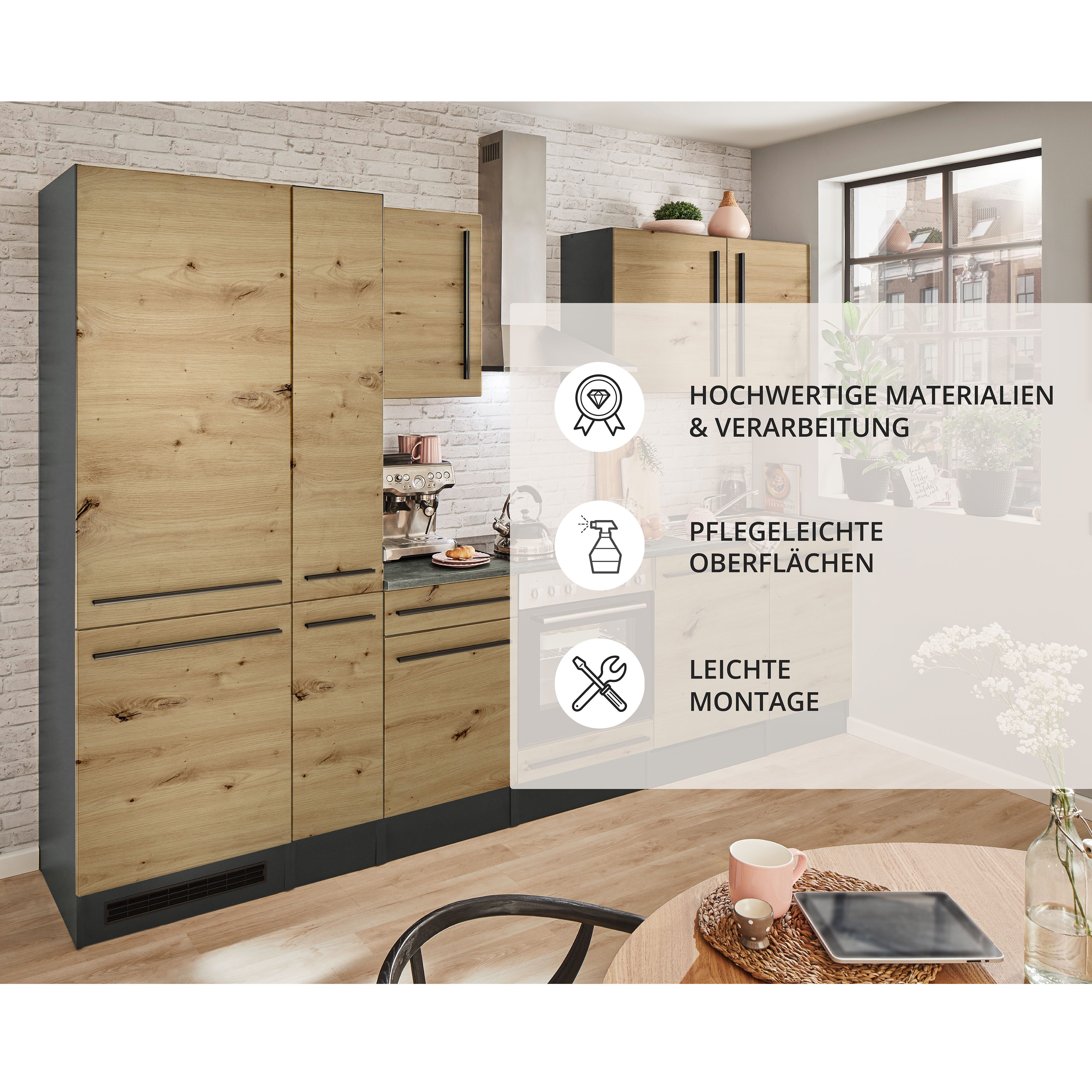 BASIC by Balculina Küchenzeile Jazz, Breite 310 cm, wahlweise mit E-Geräten