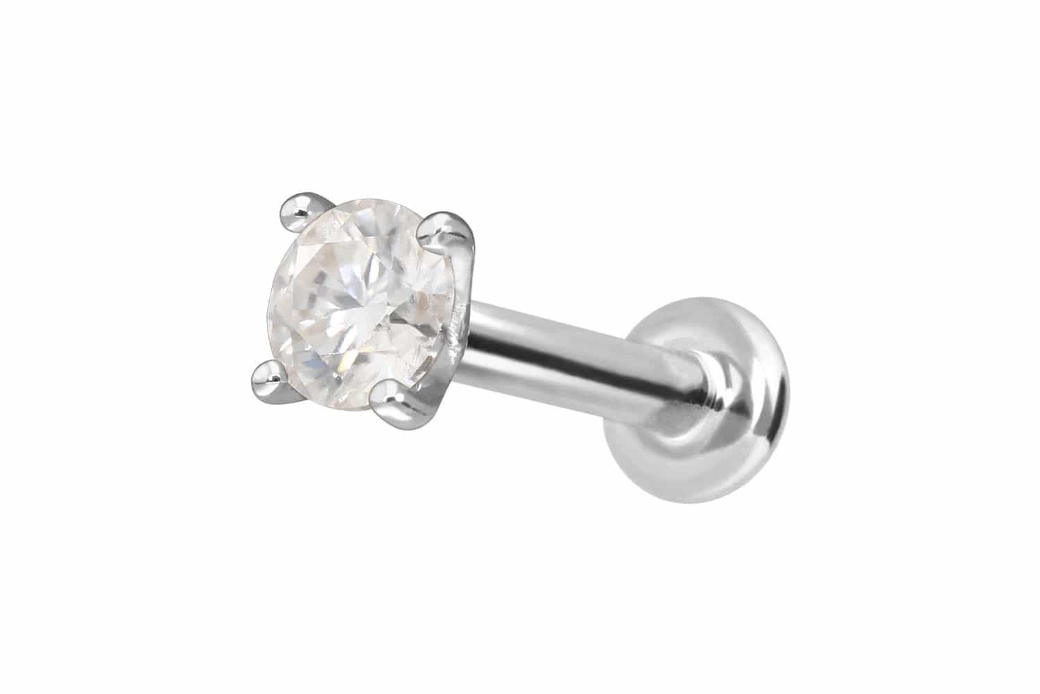 Piercing-Set 14 Karat Gold Labret mit Push Fit MOISSANIT