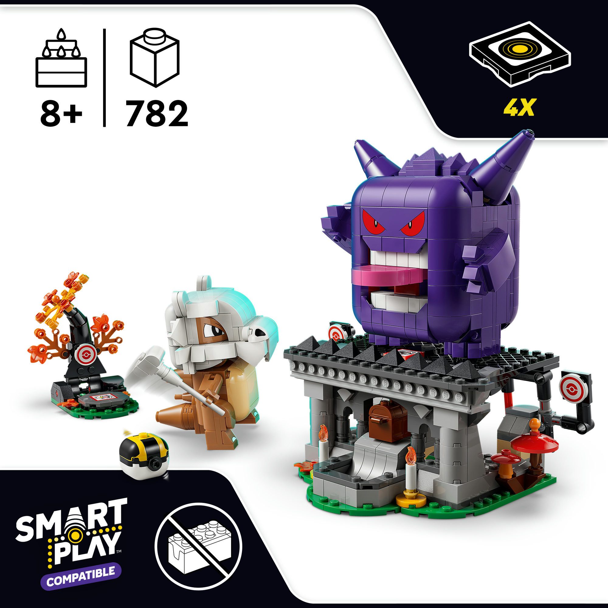 LEGO® SMART Play™ Tragossos und Gengars Gruselduell (72166), LEGO Pokémon Konstruktionsspielsteine, (782 St), Mit SMART Brick kombatibel (nicht enthalten)