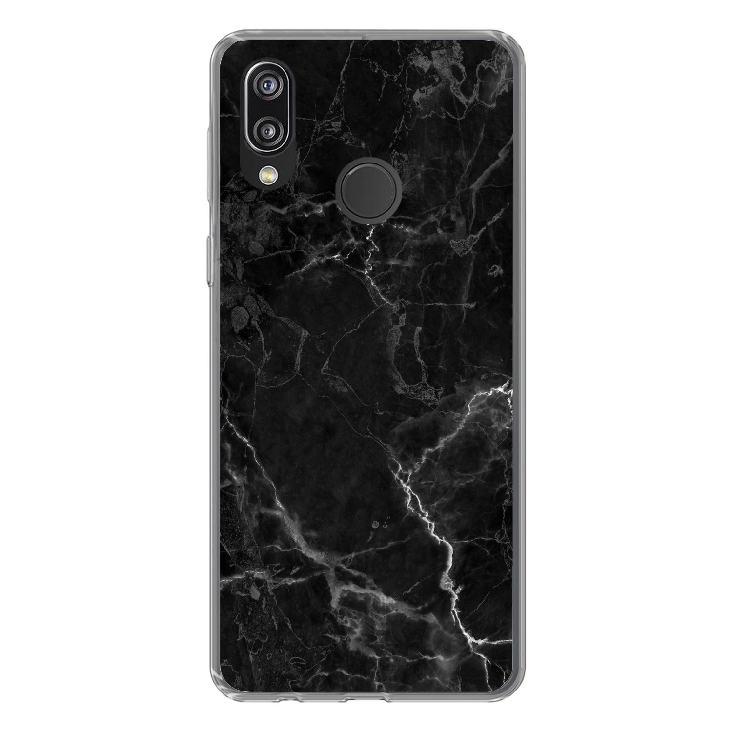 MuchoWow Handyhülle für Huawei P20 Lite (2020) Marmor - Schwarz - Weiß - Textur - Marmorop, Handy Case, Silikon, Bumper Case Dünn