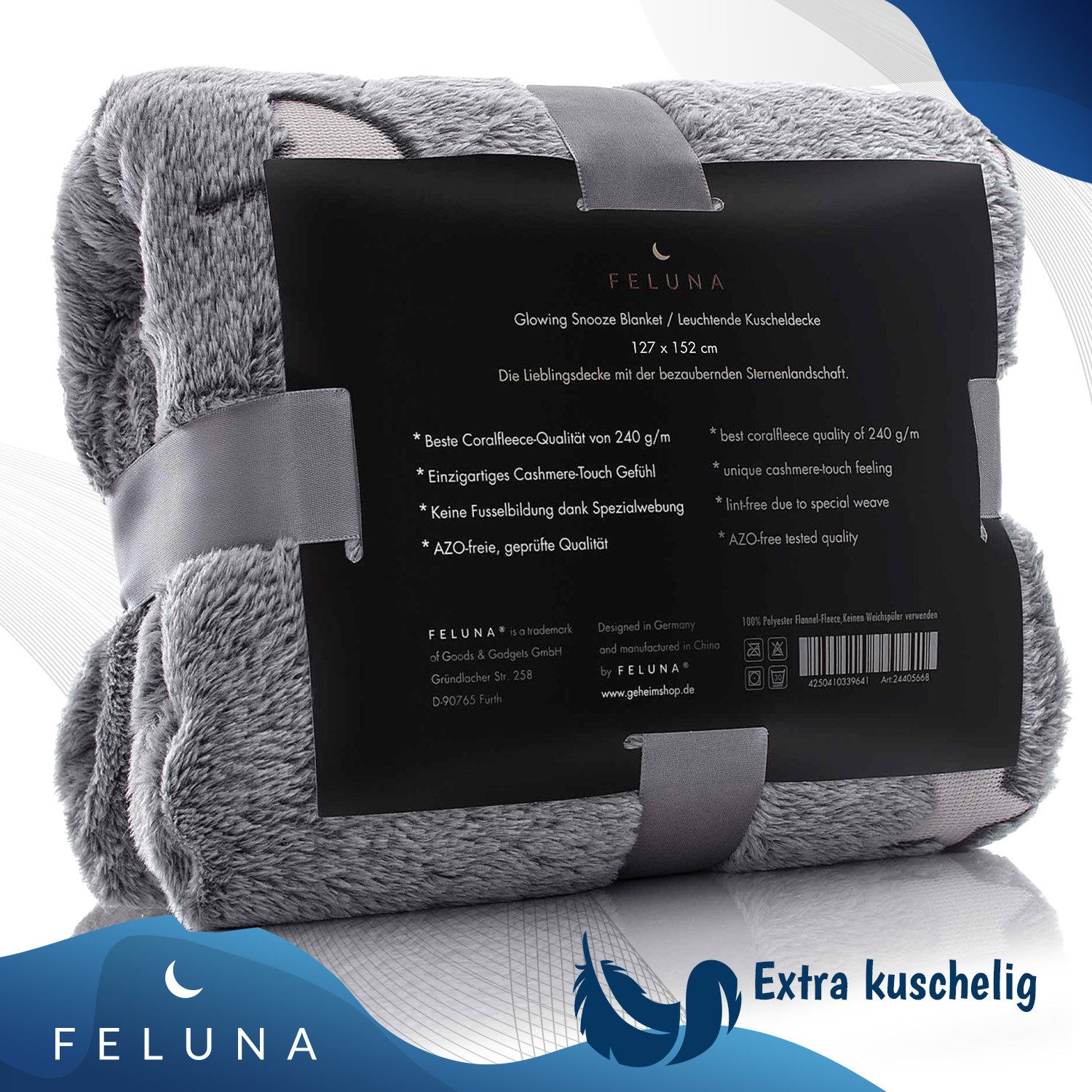 Wohndecke Kinder-Wohndecke mit leuchtenden Sternen – Mikrofaser Plüsch decke, Feluna, Kinder Plüschdecke Tages-Decke – Bild 5 von 5