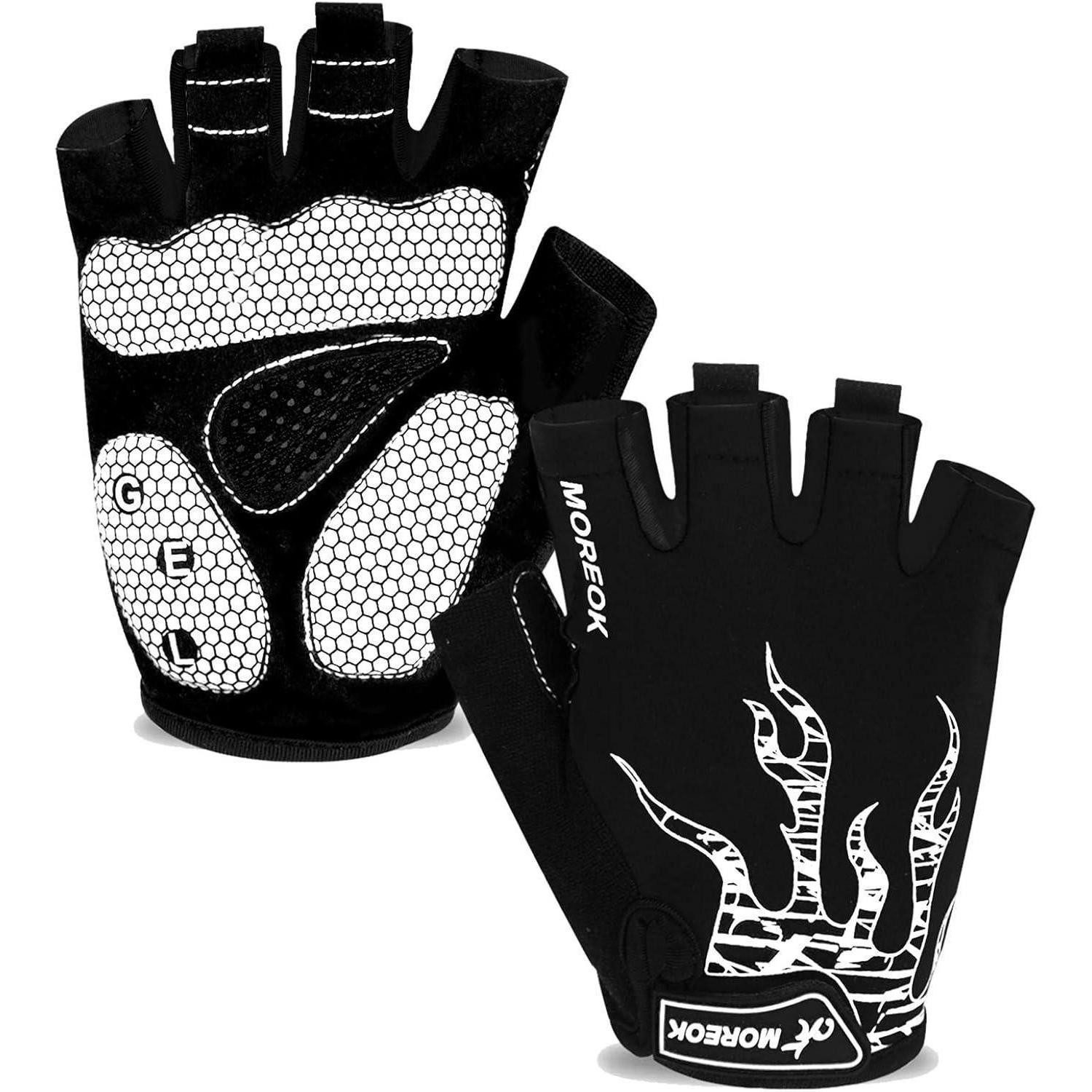 LuxusKollektion Fahrradhandschuhe Radhandschuhe Halbfinger Unisex 5MM SBR Gel MTB Rutschfest Weiß XL