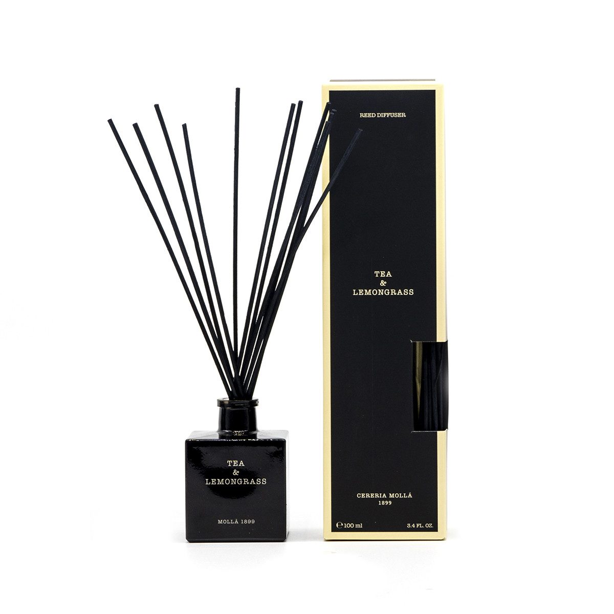 Asphald Raumduft Cereria Molla 1899 Mikado Tea & Lemongras Raumduft Diffuser Premium (Set, 1 Raumduft mit Duftstäbchen), Exquisites Design