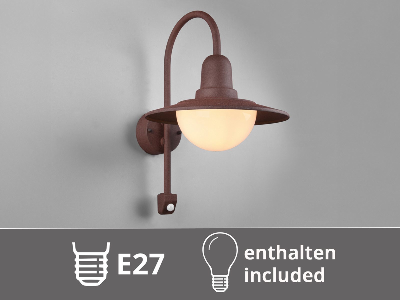 TRIO Leuchten LED Außen-Wandleuchte mit Bewegungsmelder, Höhe 45cm, Bewegungssensor, LED wechselbar, Warmweiß, Wand Außenleuchte Landhausstil, Fassadenbeleuchtu – Bild 5 von 5