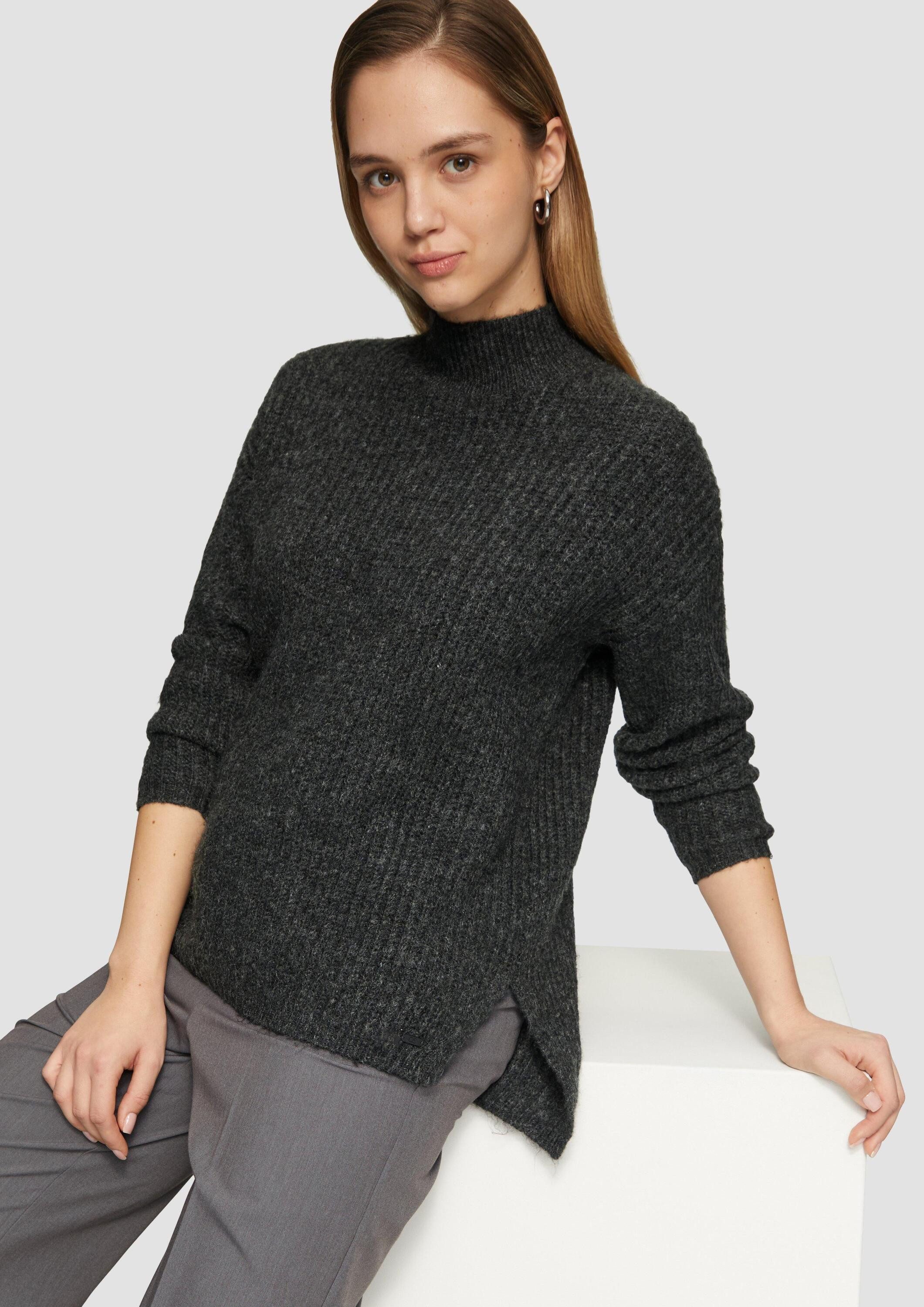 QS Longpullover Strickpullover Weicher Strickpullover mit Rippstruktur günstig online kaufen