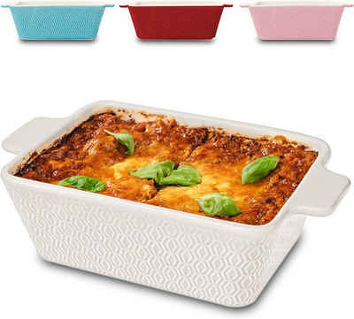 Praknu Auflaufform Klein Ofenfest Ofenform 28 cm 1,4 L - Hoher Rand Mit Antihaftbeschicht, Keramik, (1-St), Für 2 Personen Lasagne, Tiramisu & Auflauf - Hoher Rand - Eckig