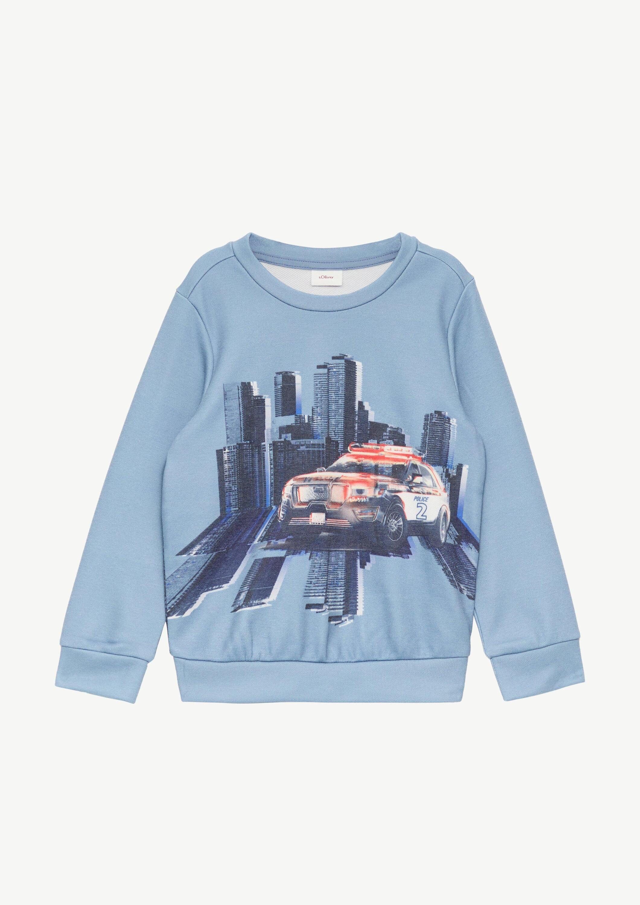 s.Oliver Sweatshirt Sweatshirt Sweatshirt mit Print und Rippbündchen