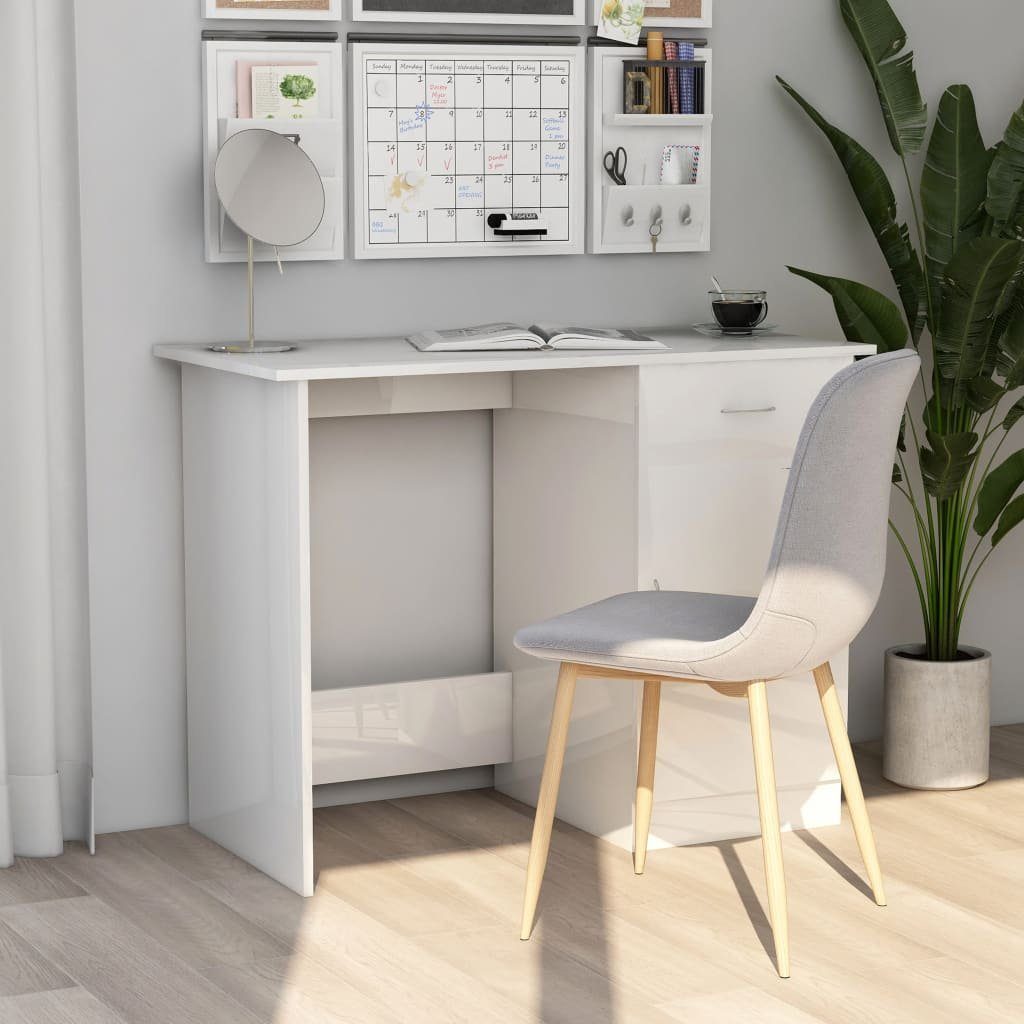 Schreibtisch Hochglanz-Weiß Schreibtisch | 100x50x76 vidaXL Holzwerkstoff cm Hochglanz-Weiß Hochglanz-Weiß