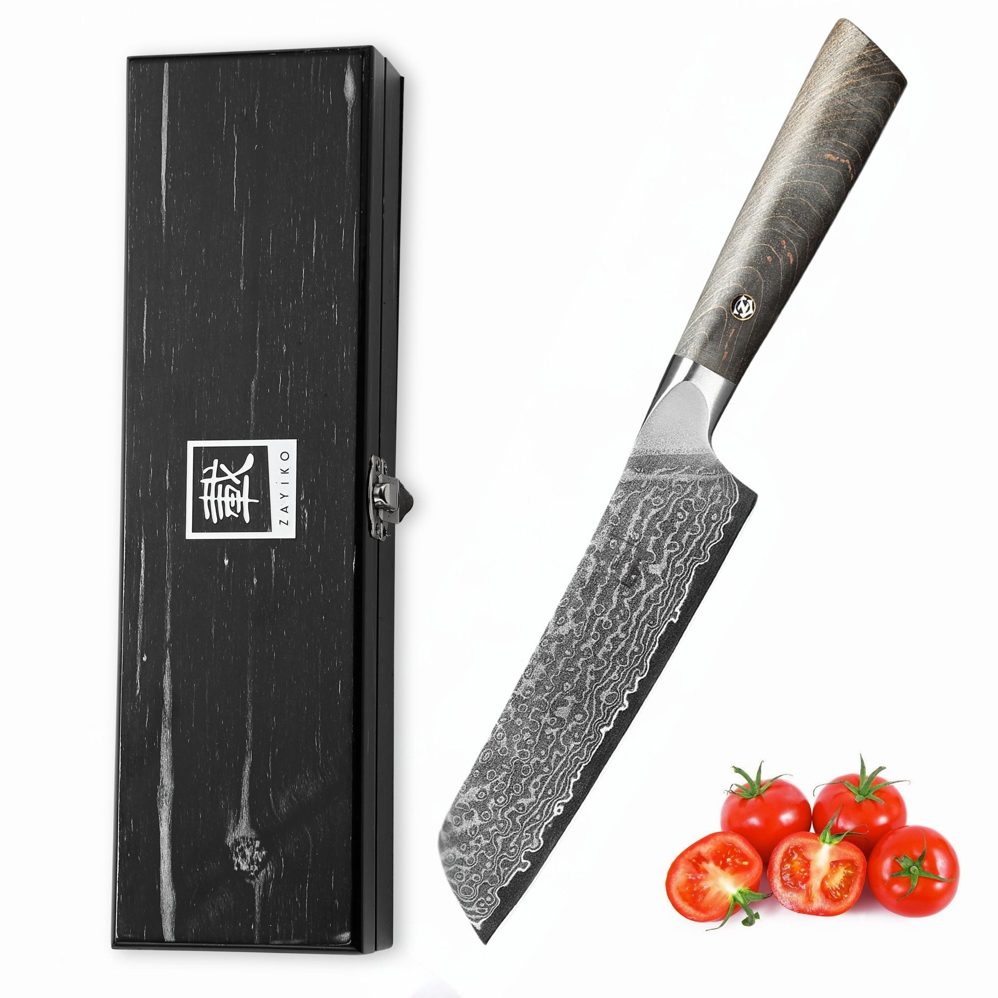 ZAYIKO Spickmesser Professional Series Allzweckmesser I 12 cm Klinge I Ahornholzgriff, 67 Lagen Damaststahl, VG-10 Stahlkern