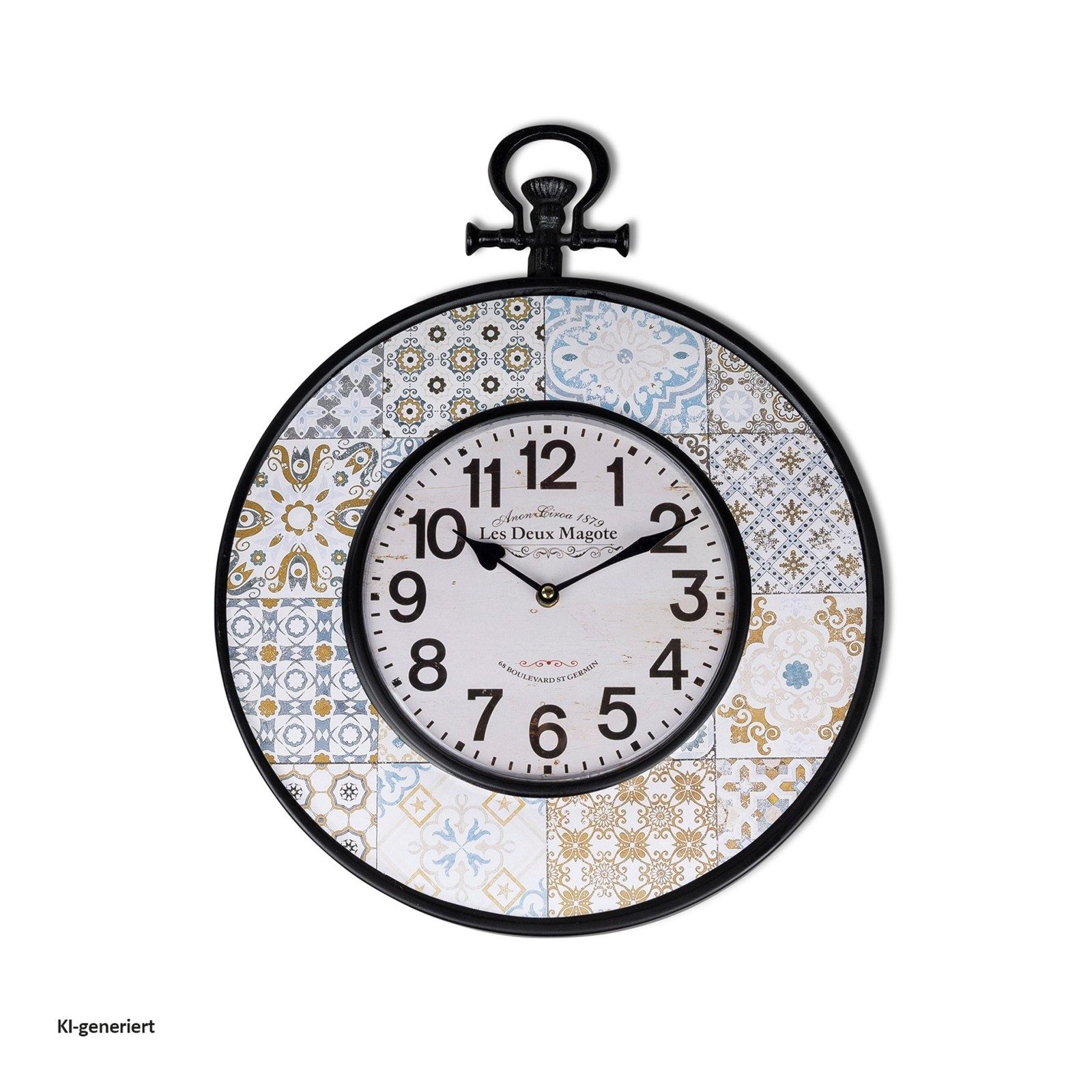 formano Wanduhr Wanduhr Fliesen gemustert 40 cm (analog batteriebetrieben)