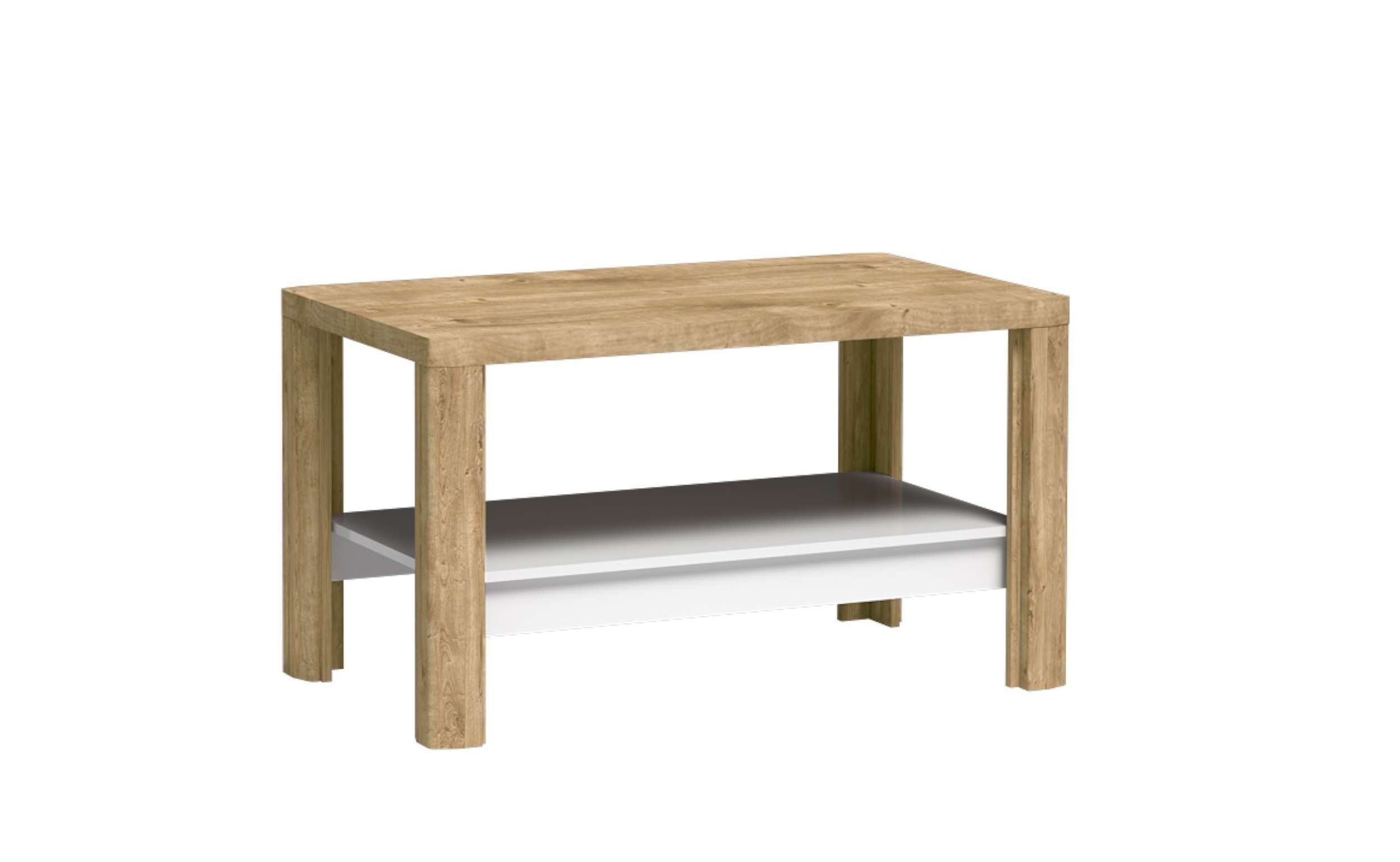Stylefy Couchtisch Levino Ribbeck Eiche Weiß Hochglanz (Wohzimmertisch, Beistelltisch), Stauraum unter Tischplatte, rechteckig, Modern Design
