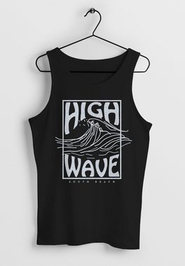 Neverless Tanktop Herren Tank-Top High Wave Welle Schrift Line Art Logo Surfing Aufdruck mit Print