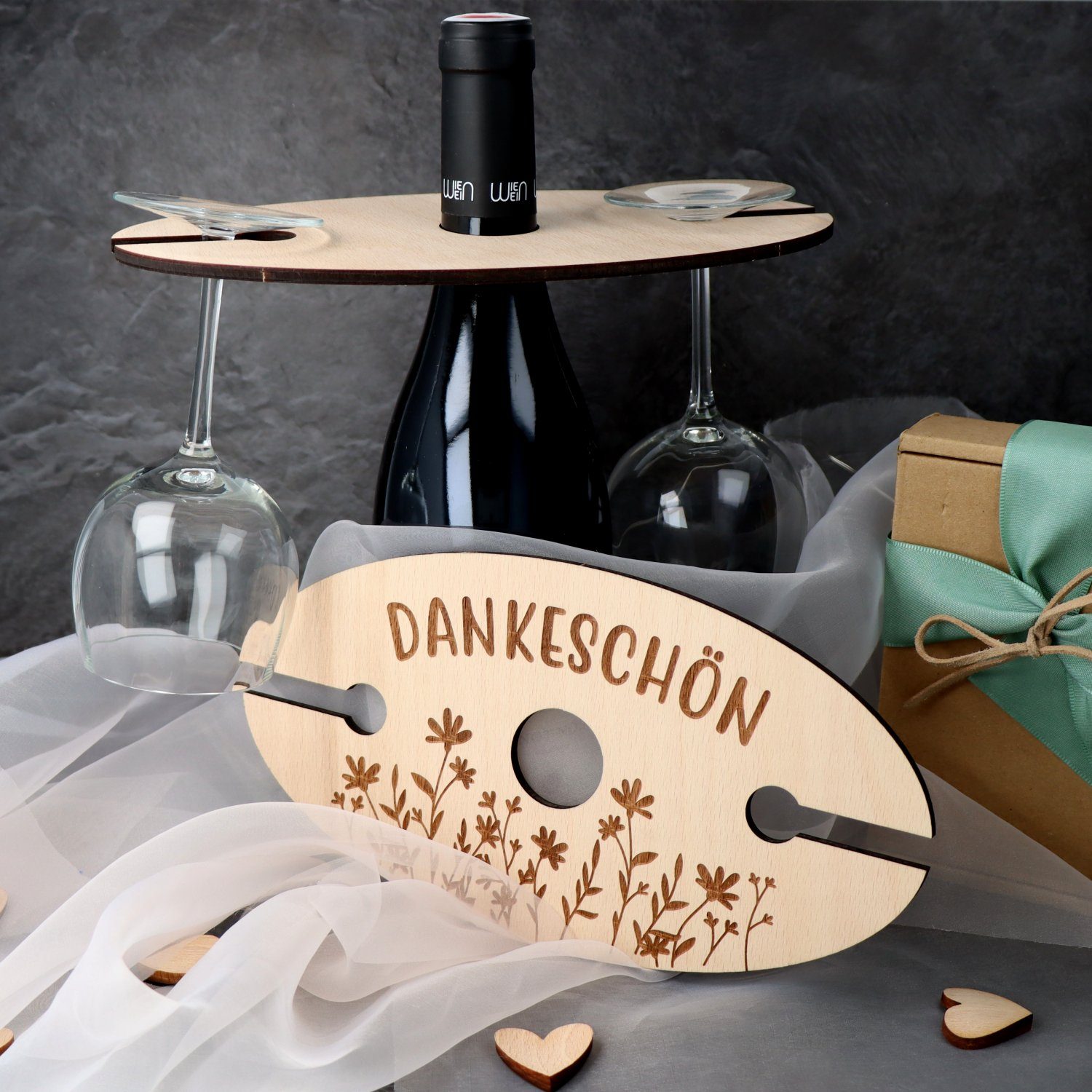 Spruchreif® Weinflaschenhalter Weinglashalter aus Holz, Holz günstig online kaufen