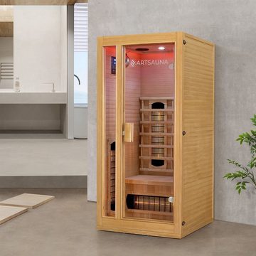 Artsauna Infrarotkabine Nyborg S90V, für 1 Personen, Hemlockholz, HiFi-System, Ionisator, LED-Farblicht