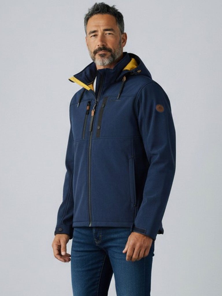 Dry Fashion Softshelljacke Usedom Herren Outdoor-Jacke Usedom mit Fleece-Innenfutter und flexible Kapuze