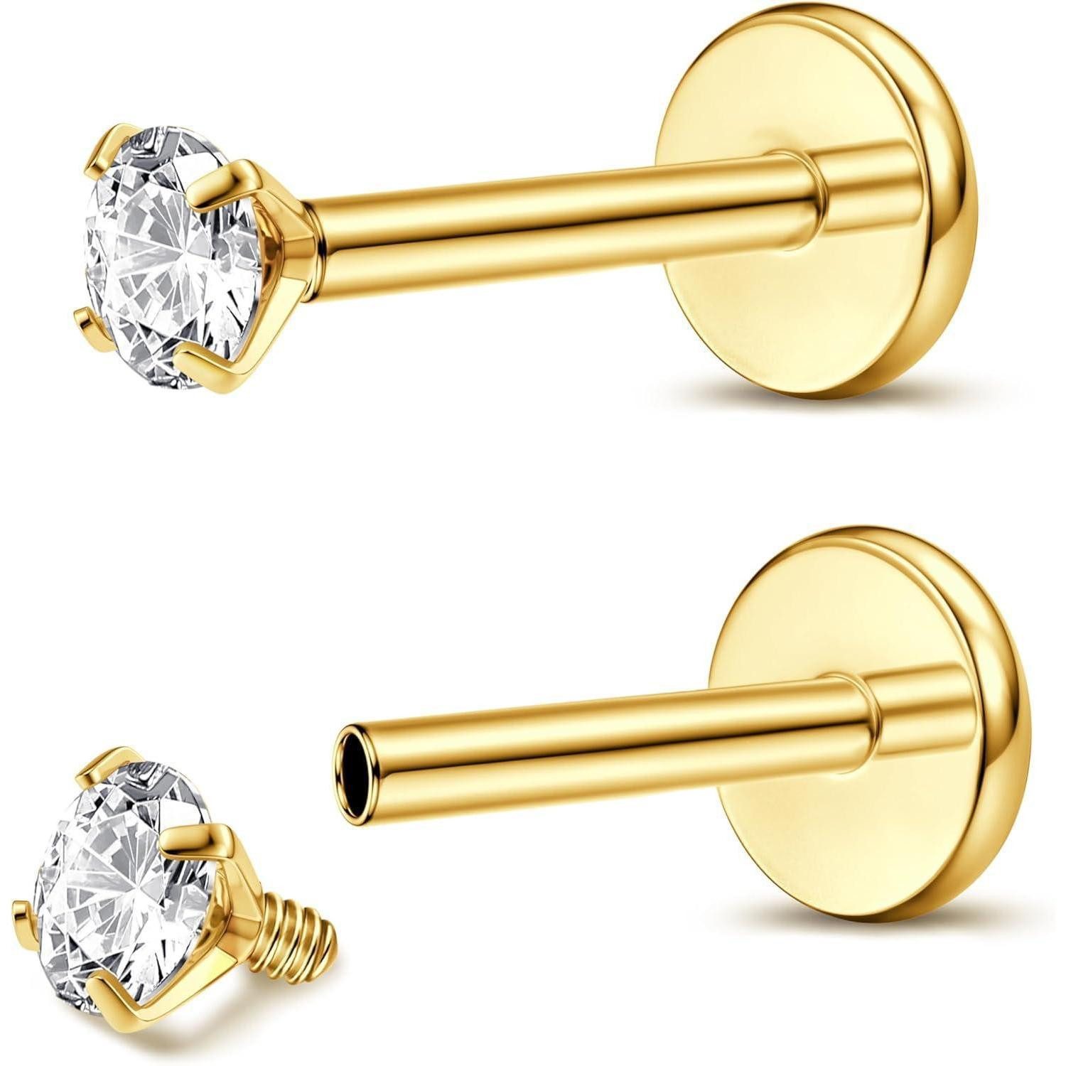 LuxusKollektion Piercing-Set Labret G23 Titan Innengewinde Lippenpiercing Medusa Gold 18G 6MM