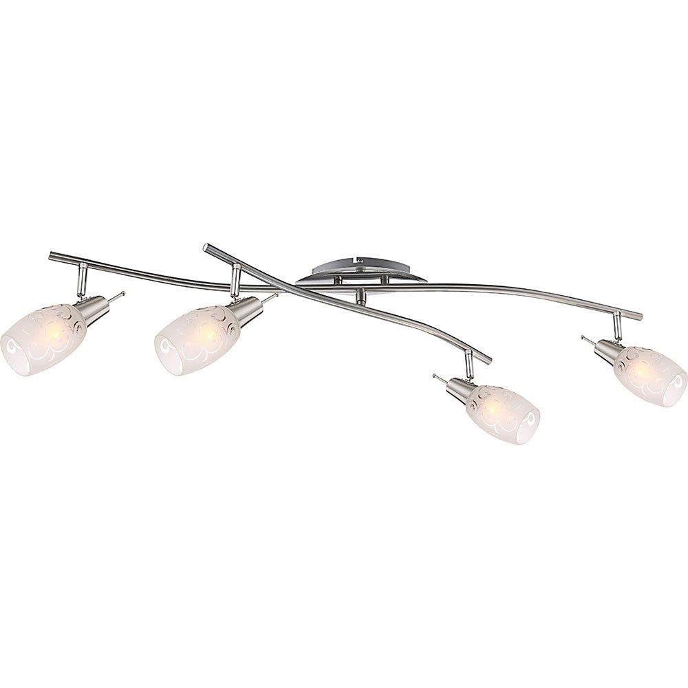 GLOBO LIGHTING Deckenspot, Leuchtmittel nicht inklusive, Deckenlampe Wohnzimmerleuchte Metall Glas 4 Flammig Spots beweglich