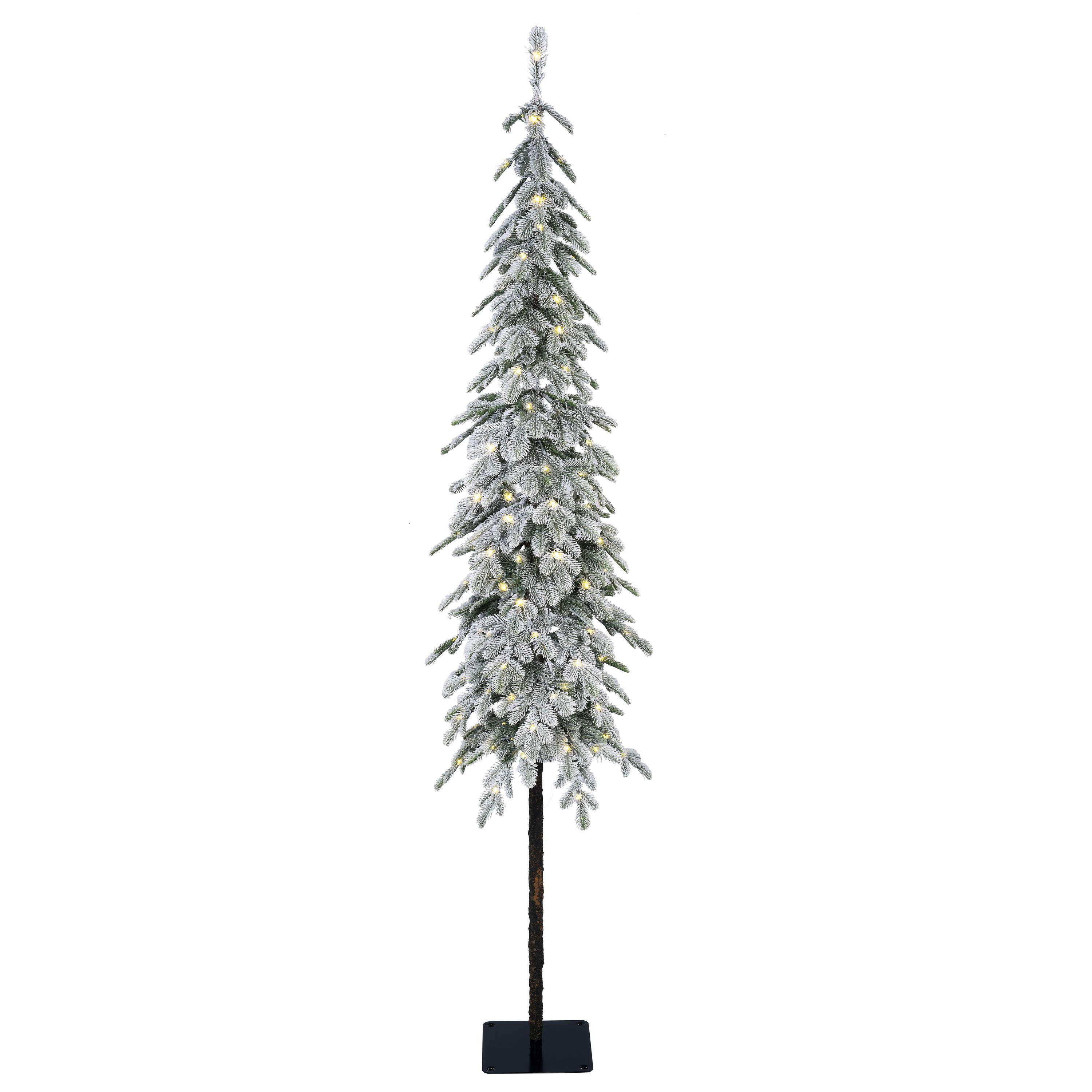 artplants Künstlicher Weihnachtsbaum Deko Tannenbaum Hochstamm MOLDE DELUXE, beschneit, LEDs, 180cm, Ø50cm