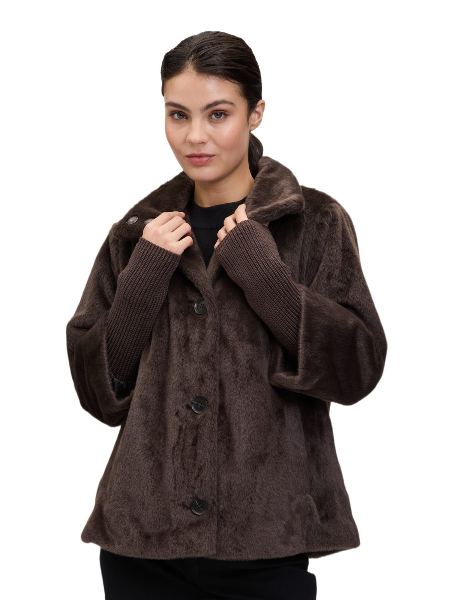 Betty Barclay Wolljacke braun,Outdoor,Polyester,Unifarben,Stehkragen,Lang,Relaxed Fit
