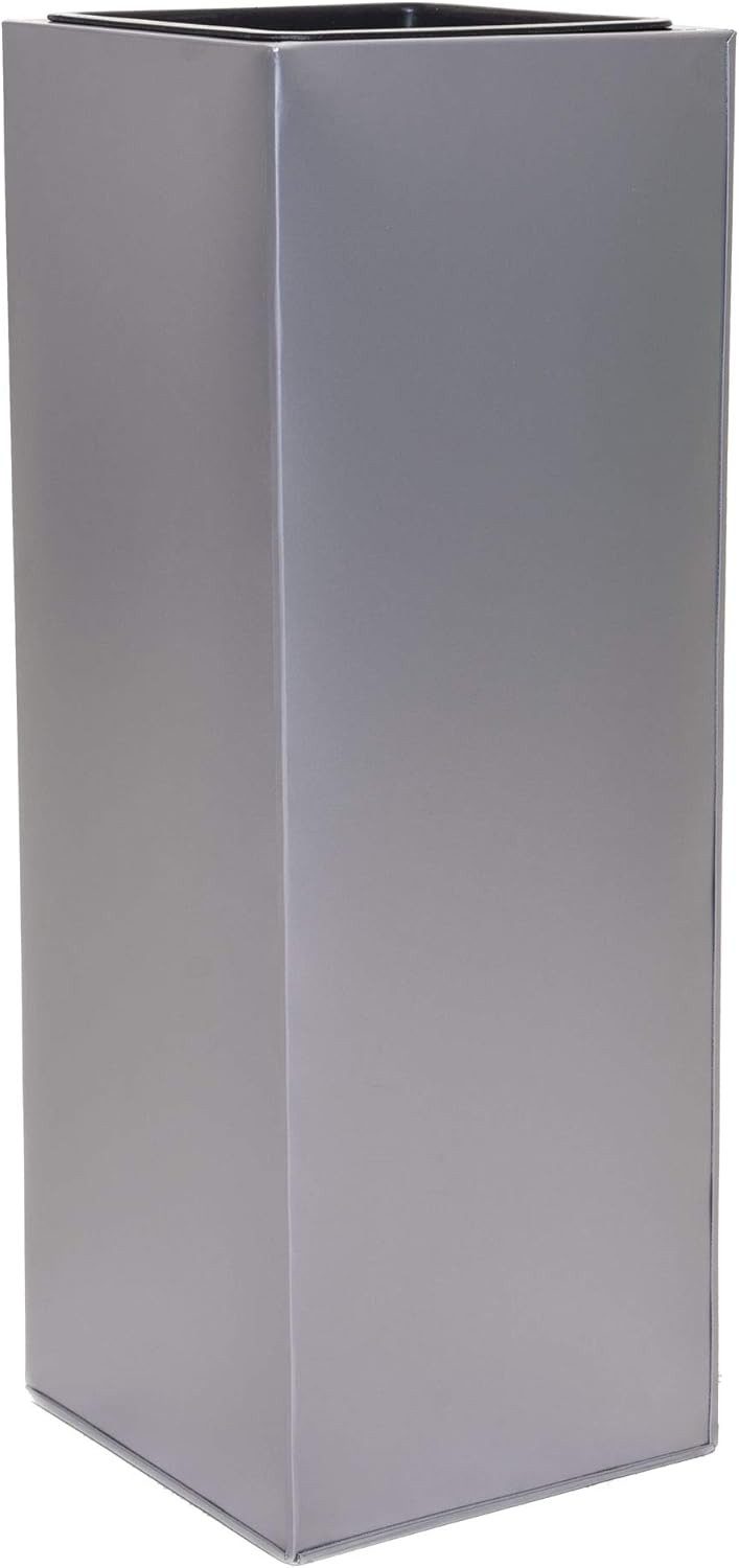VIVANNO Pflanzkübel Zink BLOCK Säule - Silber Matt (1 St), 24x24x65 cm