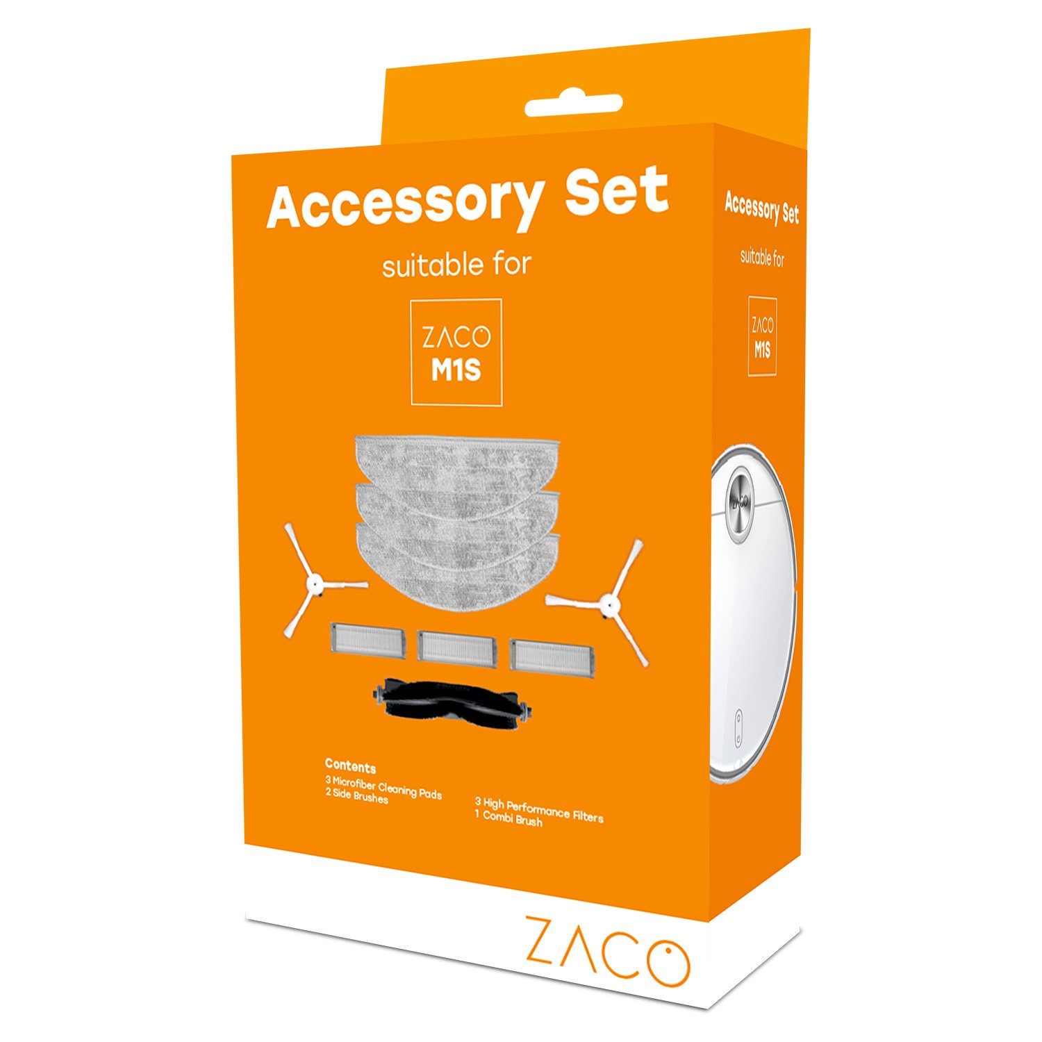 ZACO Saugroboter Zubehör-Set M1S, Ersatzteile, Filter, Mikrofaser-Wischtücher Bürsten für ZACO M1S, Zubehör (9-tlg), für &