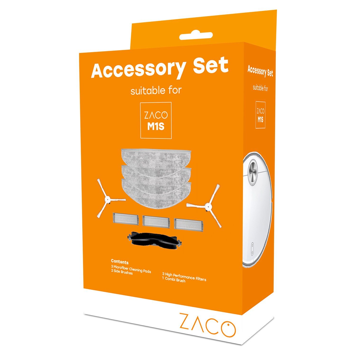 ZACO Saugroboter Zubehör-Set für M1S, Zubehör für ZACO M1S, (9-tlg), Ersatzteile, Filter, Bürsten & Mikrofaser-Wischtücher