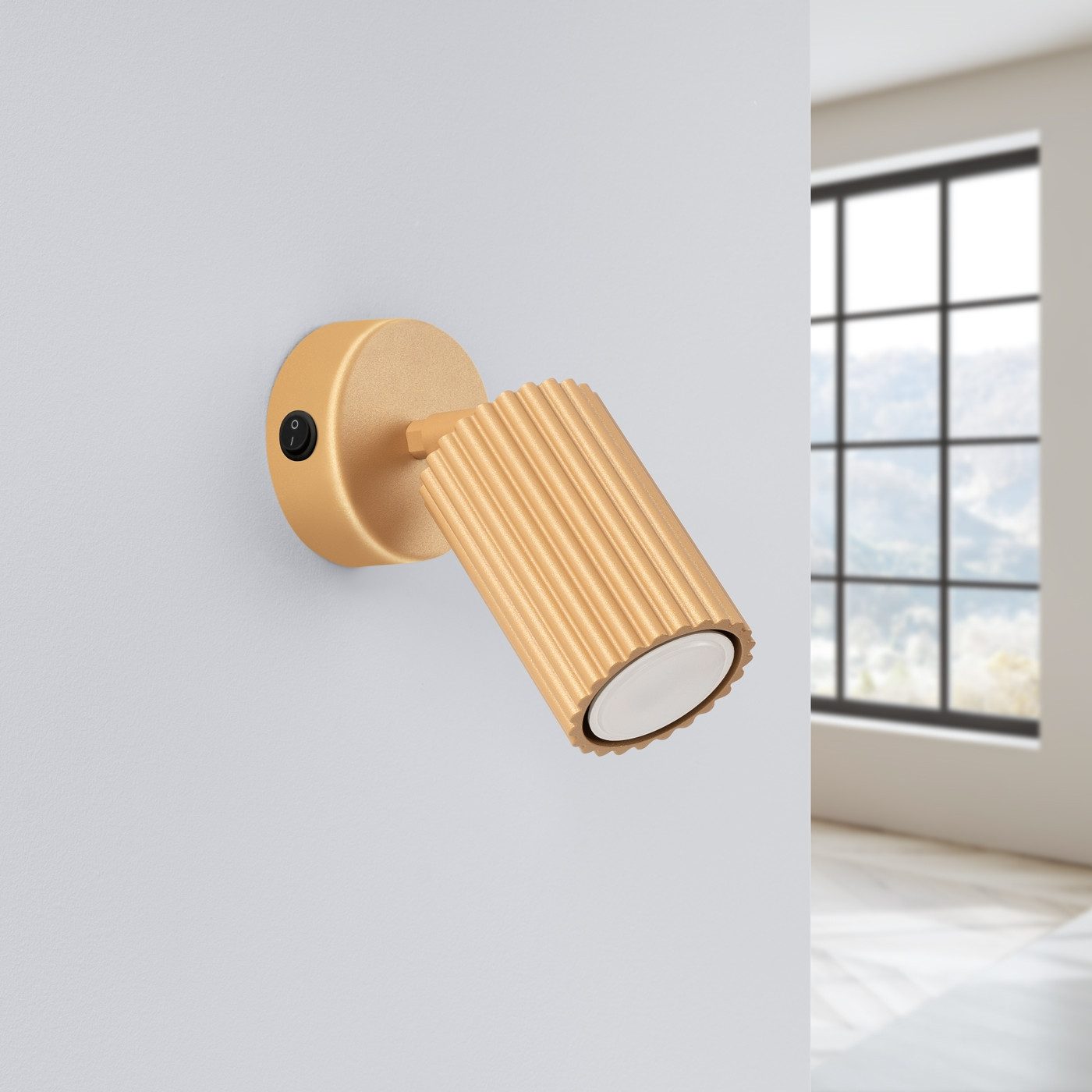 SOLLUX lighting Wandleuchte Wandleuchte Karbon Goldene Mit Schalter, Nicht enthalten
