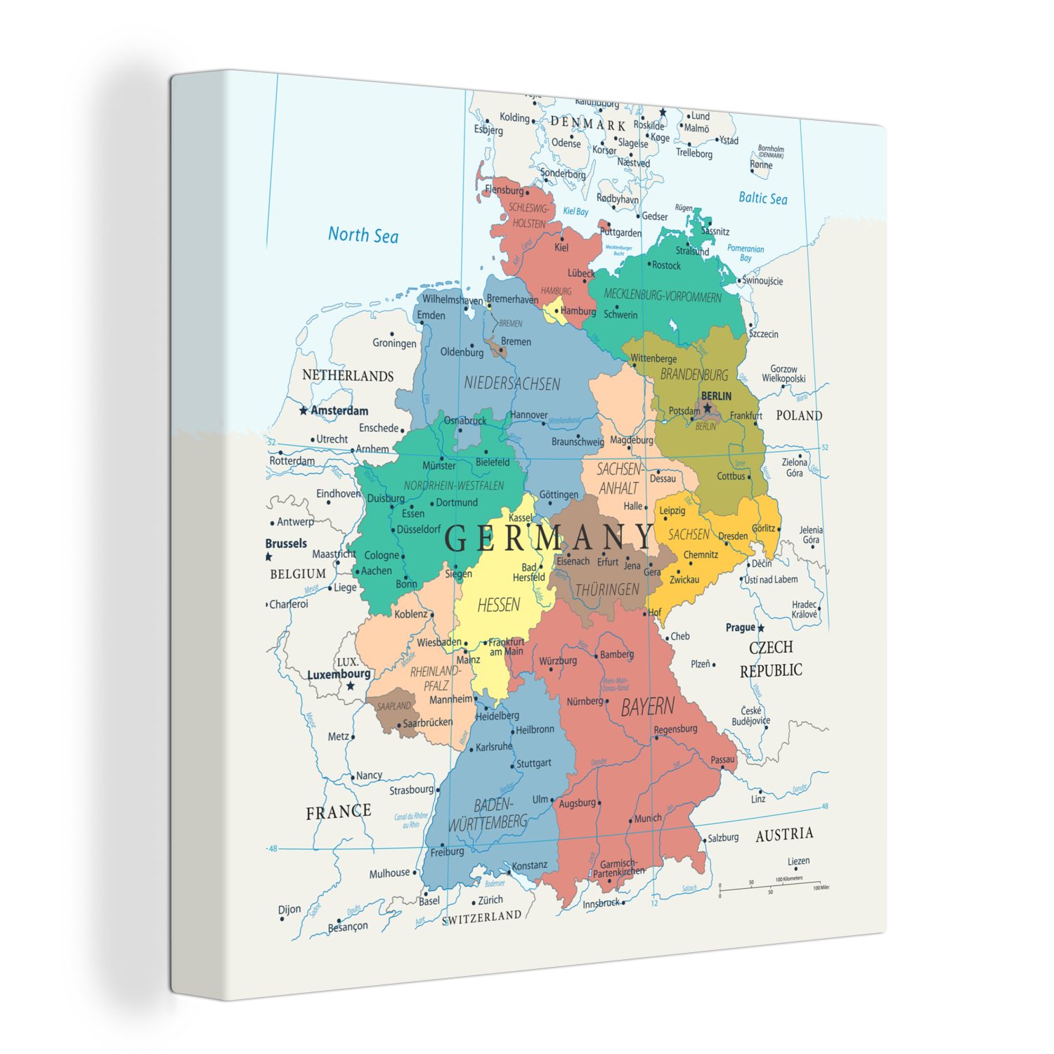 OneMillionCanvasses® Leinwandbild Detaillierte Karte von Deutschland, Fotod günstig online kaufen