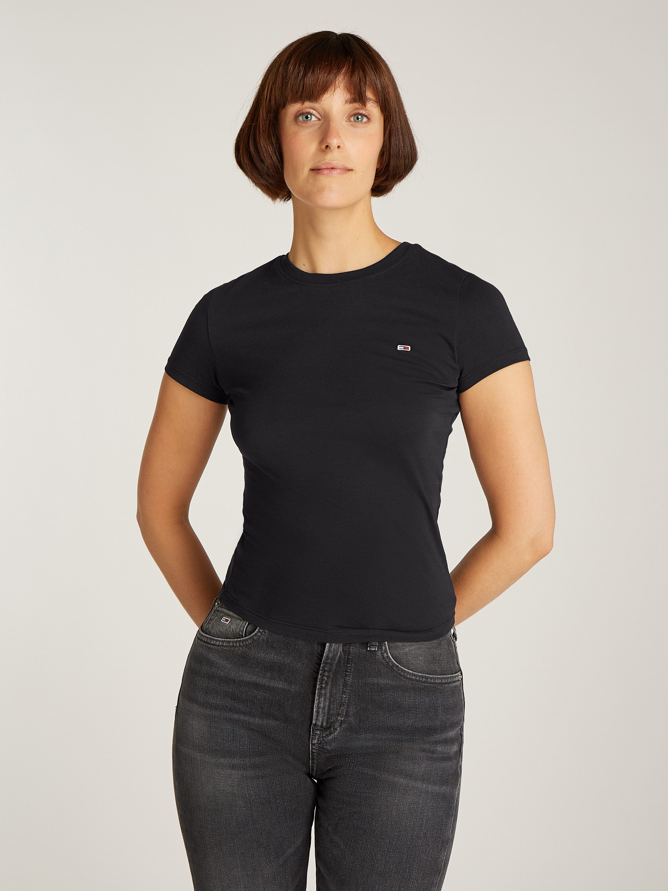 Tommy Jeans Kurzarmshirt TJW SLIM C-NECK TEE mit Logo-Stickerei günstig online kaufen