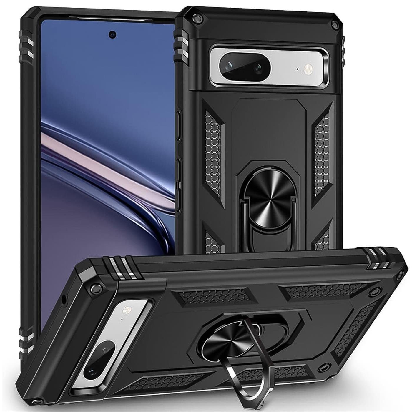CoolGadget Handyhülle Armor Shield Case für Google Pixel 7a 6,1 Zoll, Outdoor Cover Magnet Ringhalterung Handy Hülle für Pixel 7a
