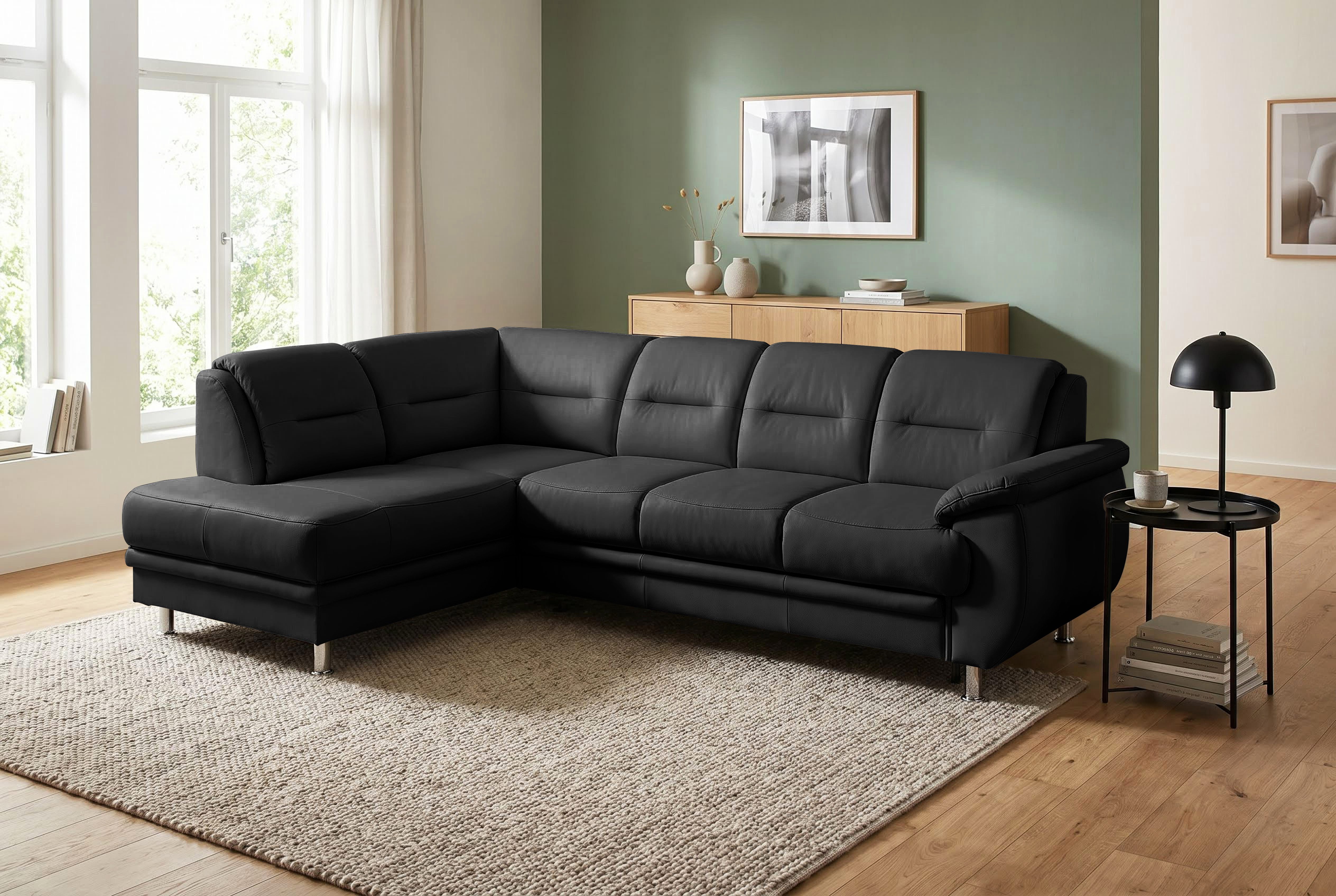 sit&more Ecksofa Mailand L-Form, B: 250 cm, Komfortsitzhöhe 46 cm, optional Schlaffunktion, Eckcouch in Kunstleder & Stoff