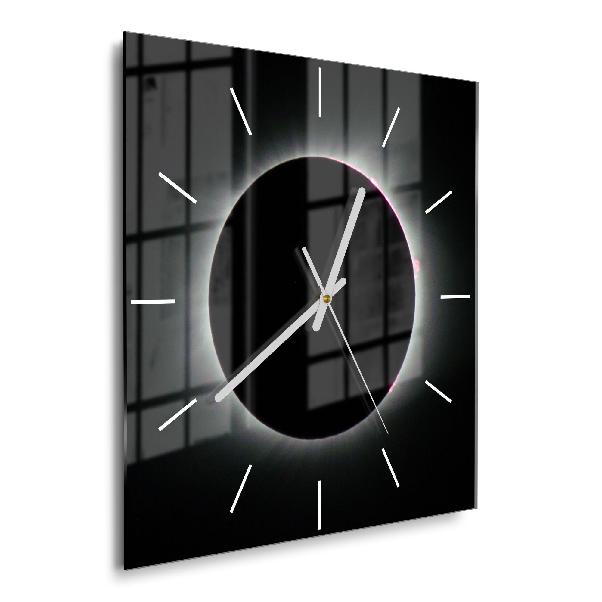 DEQORI Wanduhr 'Sonnenfinsternis' (Glas Glasuhr modern günstig online kaufen