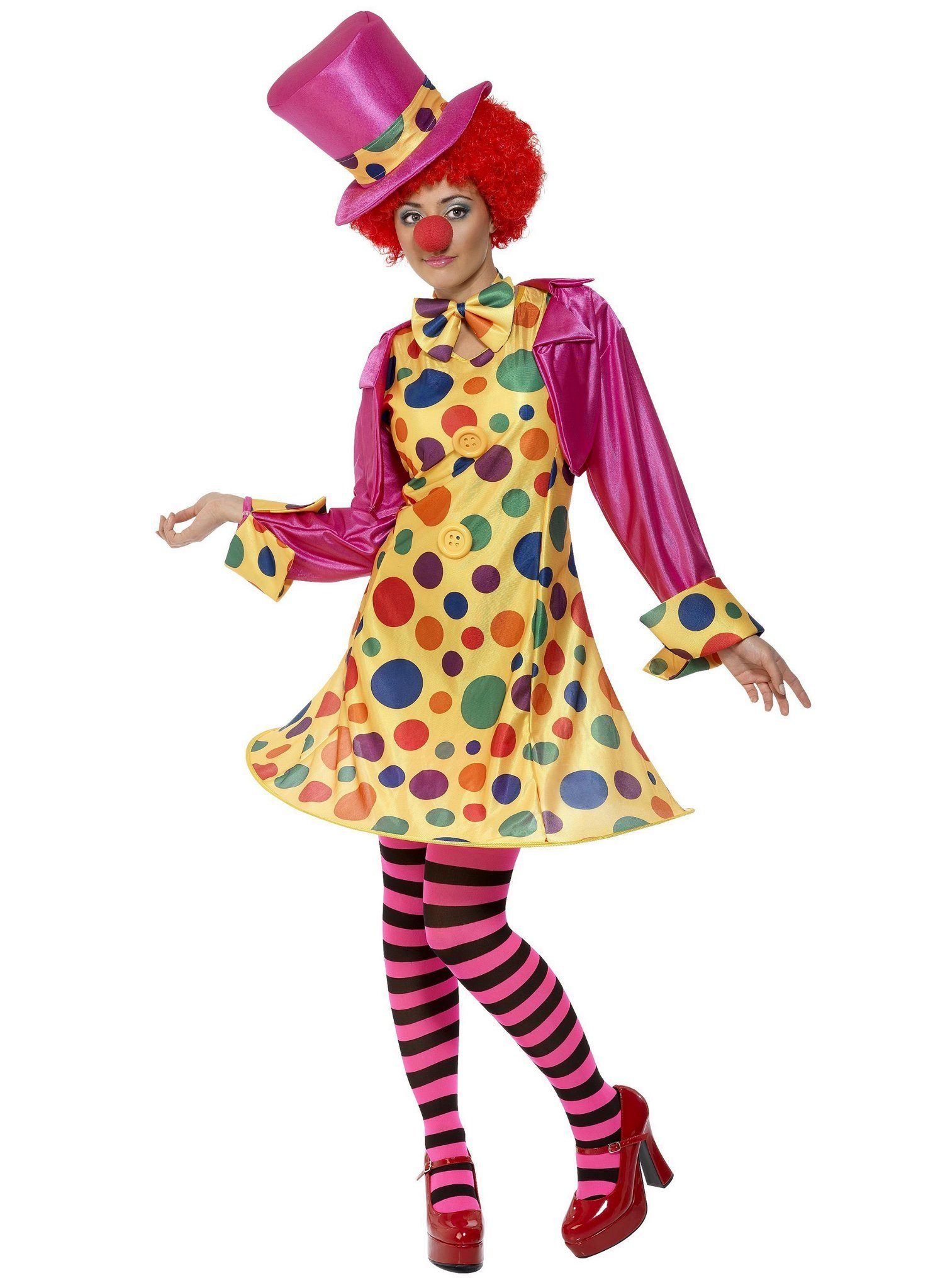 Smiffys Clown-Kostüm Clown Kostüm Kleid Karneval Faschingskostüm Damen, Dieses Clownskostüm ist voll auf den Punkt!