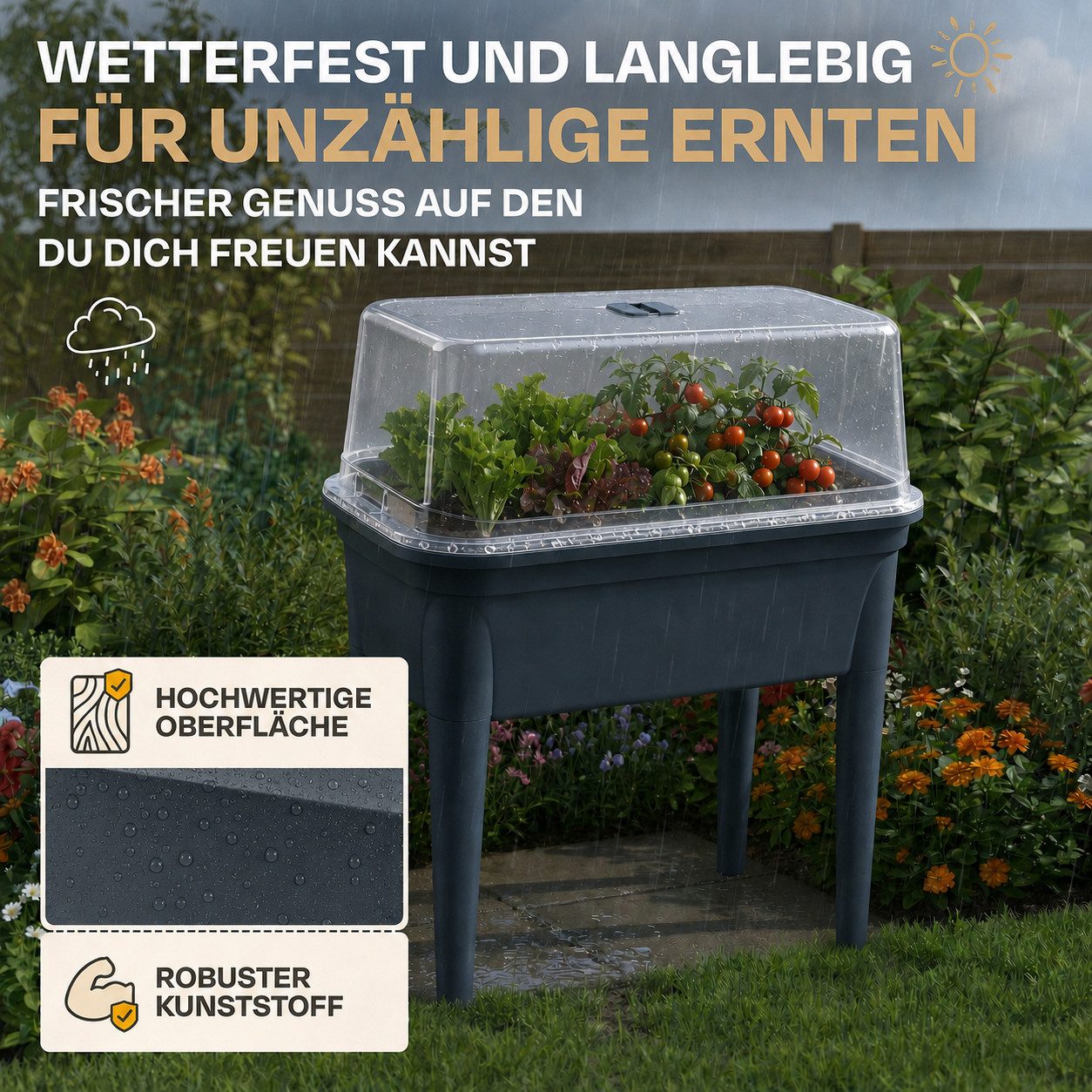ONDIS24 Hochbeet Hochbeet Valentina Frühbeet Gewächshaus Pflanzbeet Anthrazit (2 St) – Bild 4 von 5