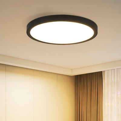 ZMH LED Deckenleuchte Küchenlampe für Bad Flur Balkon Schlafzimmer Whonzimmer, LED fest integriert, Warmweiß, ∅17cm, Schwarz