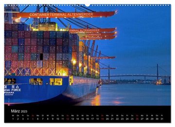 CALVENDO Wandkalender Hamburger Hafen (Premium, hochwertiger DIN A2 Wandkalender 2023, Kunstdruck in Hochglanz)