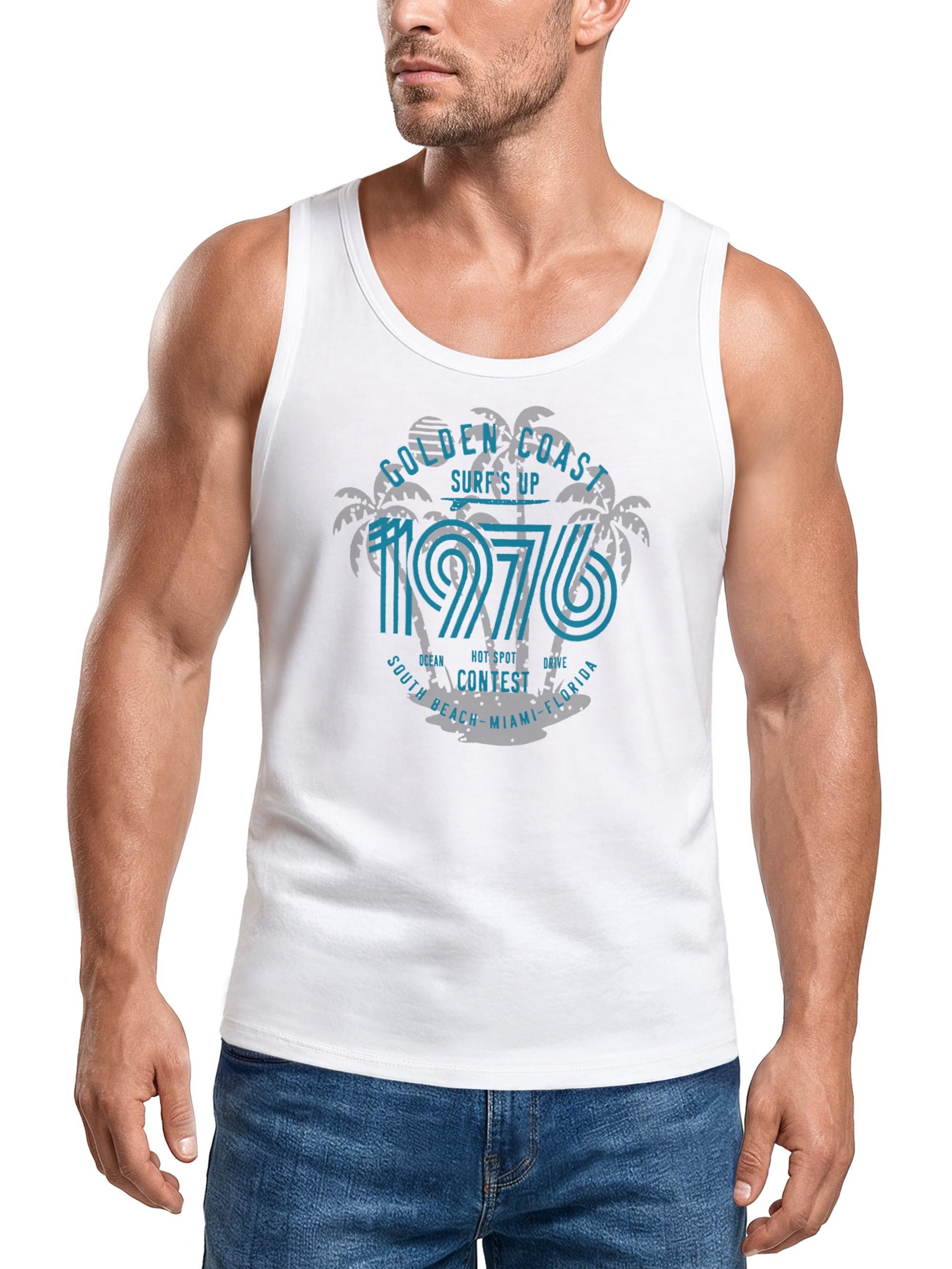 Neverless Tanktop Herren Tank-Top Surf Design Retro Style Schriftzug Golden Coast Miami mit Print