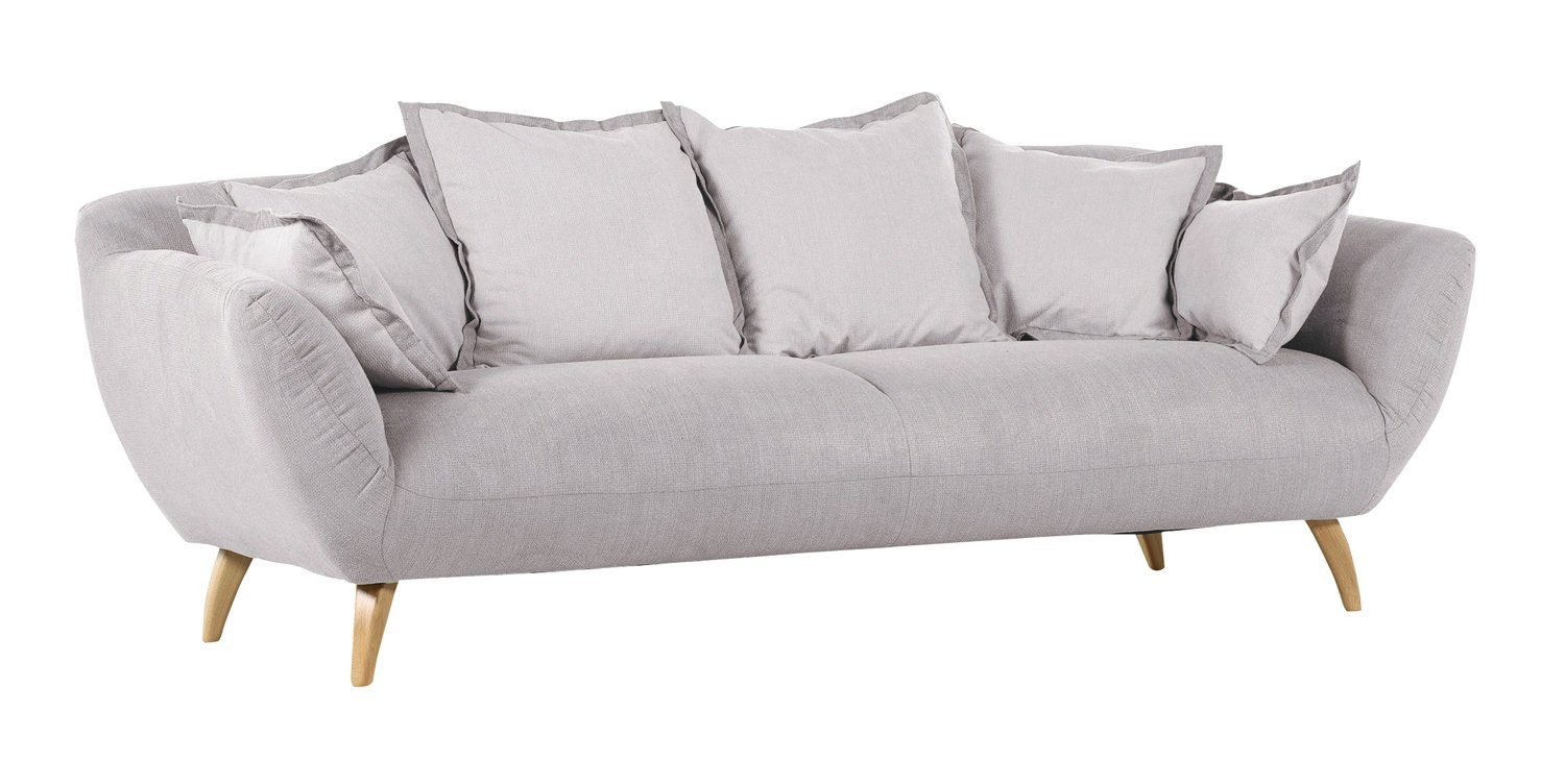 Gutmann Factory Big-Sofa MOCCA, Hellgrau, Webstoffbezug, Holzfüße, mit Kissen, B 235 x H 80 x T 108 cm