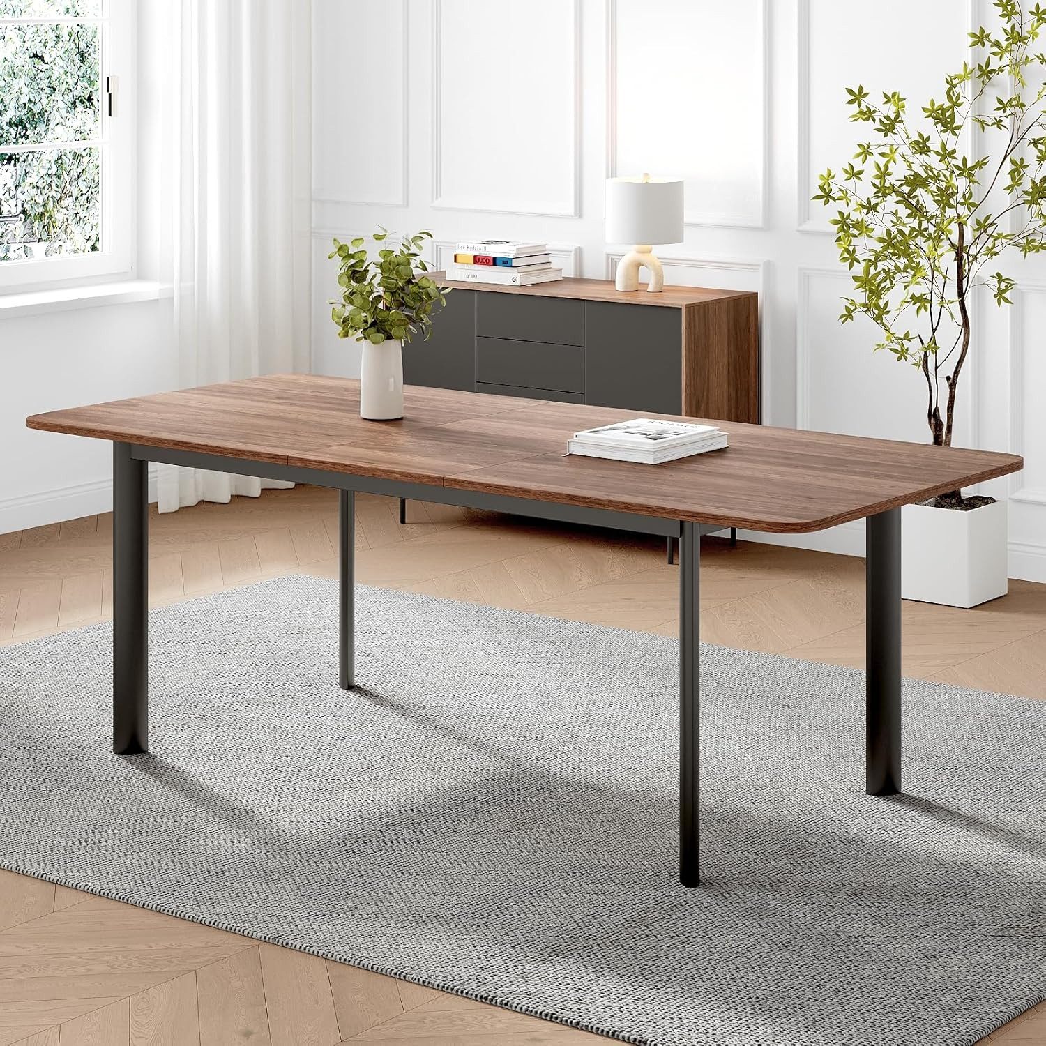 Jiexi Essgruppe Esstisch Mit 6-8 Stühlen Set, Essgruppe Tisch Ausziehbar 160-200cm – Bild 4 von 5