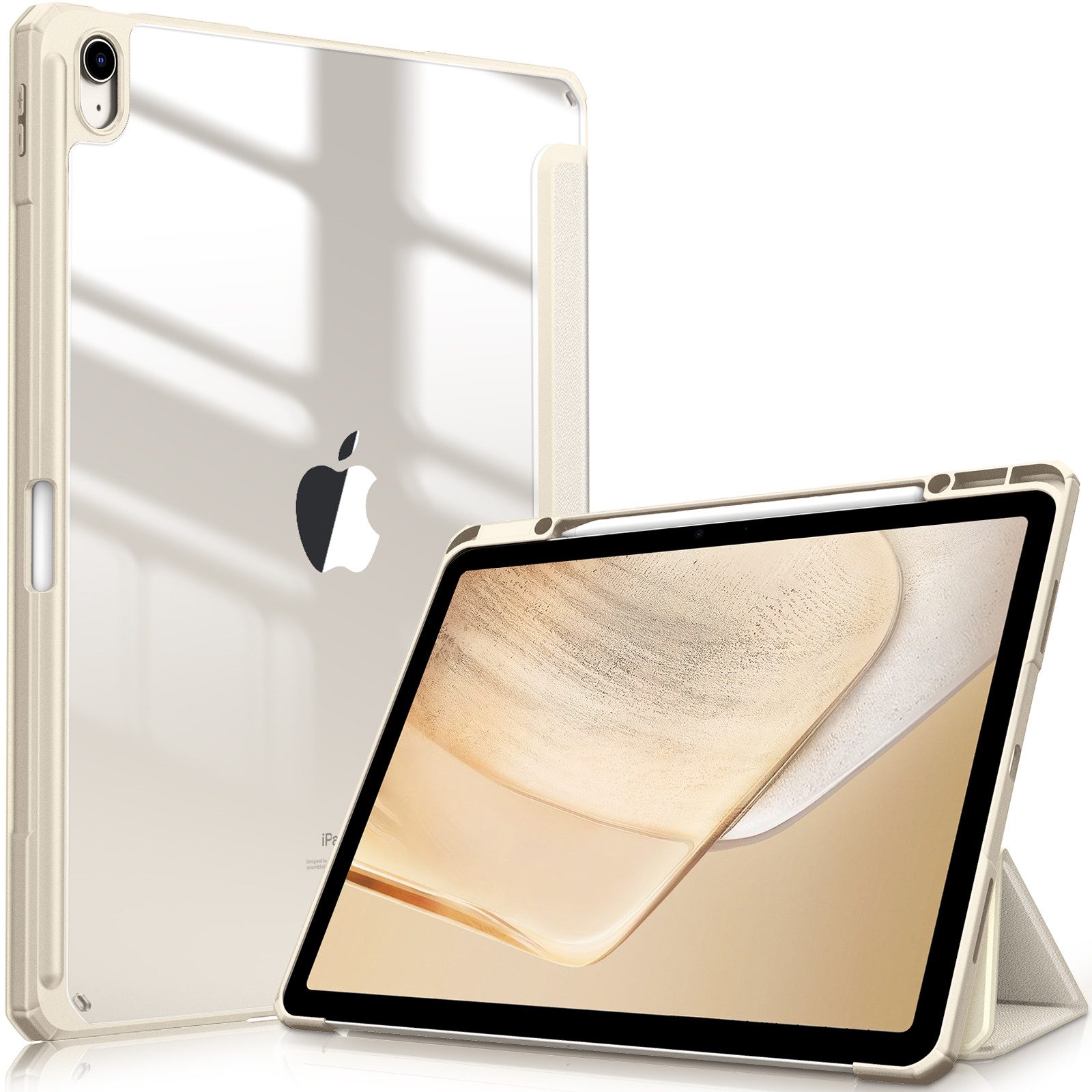 Fintie Tablet-Hülle für iPad Air 13 Zoll M4/M3/M2 (2026/2025/2024) mit Stifthalter, Stoßfeste Hybrid Case mit transparenter Hartschale auf der Rückseite