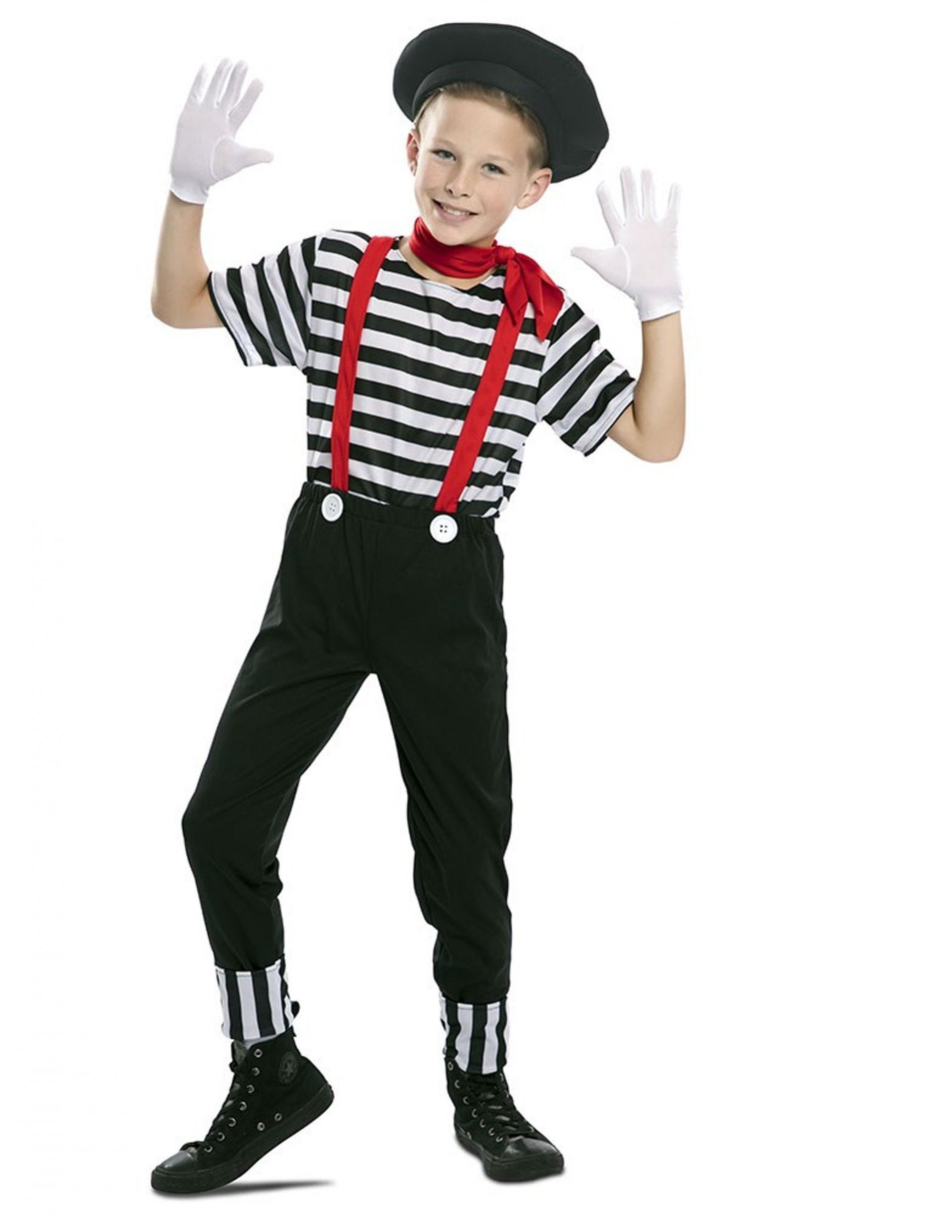 Kostüm Pantomime-Kostüm für Jungen Faschingskostüm schwarz-weiss-rot