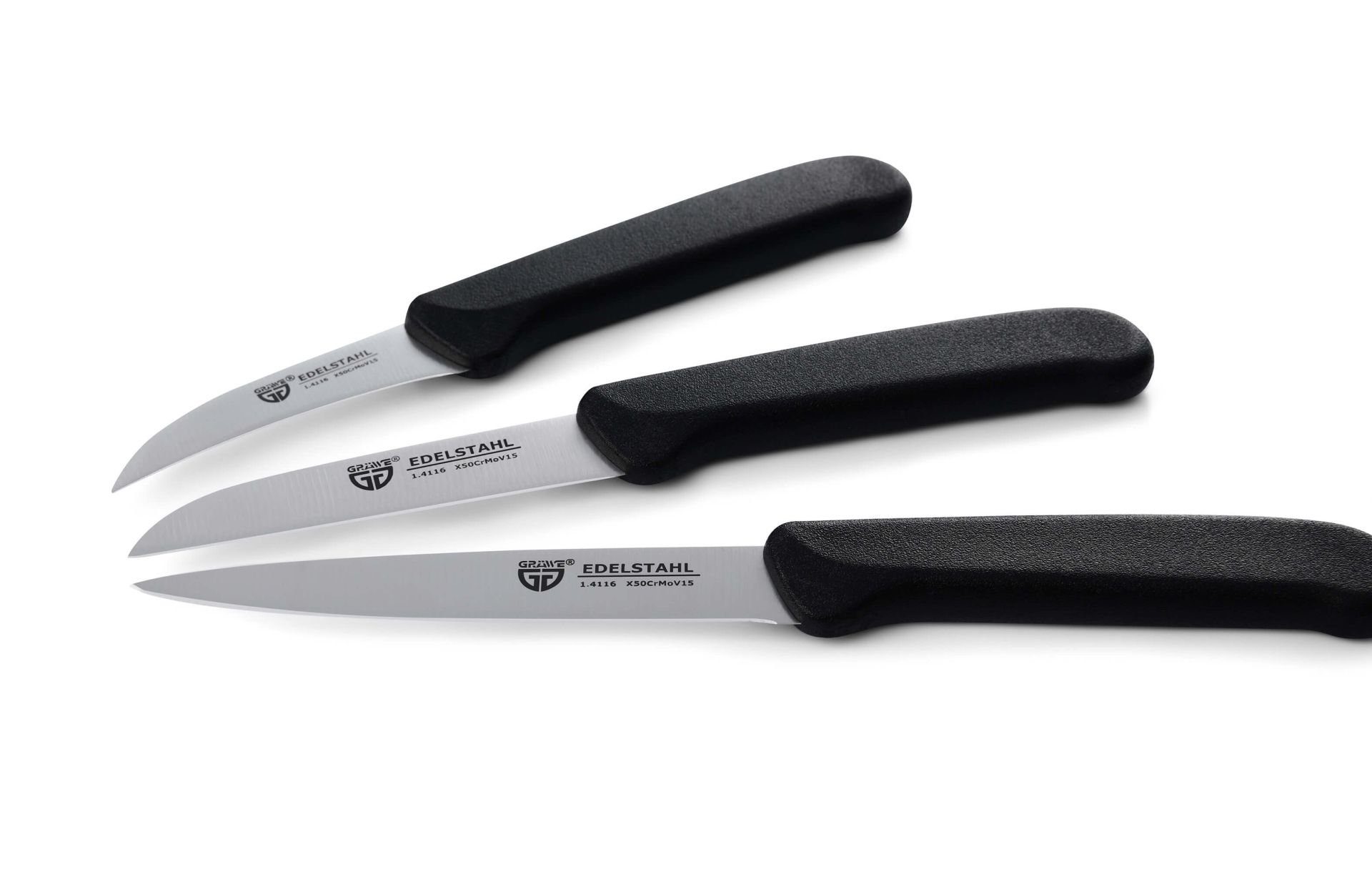 GRÄWE Universalküchenmesser, Gräwe Küchenmesser-Set 3 tlg., Edelstahl, schwarzer Griff